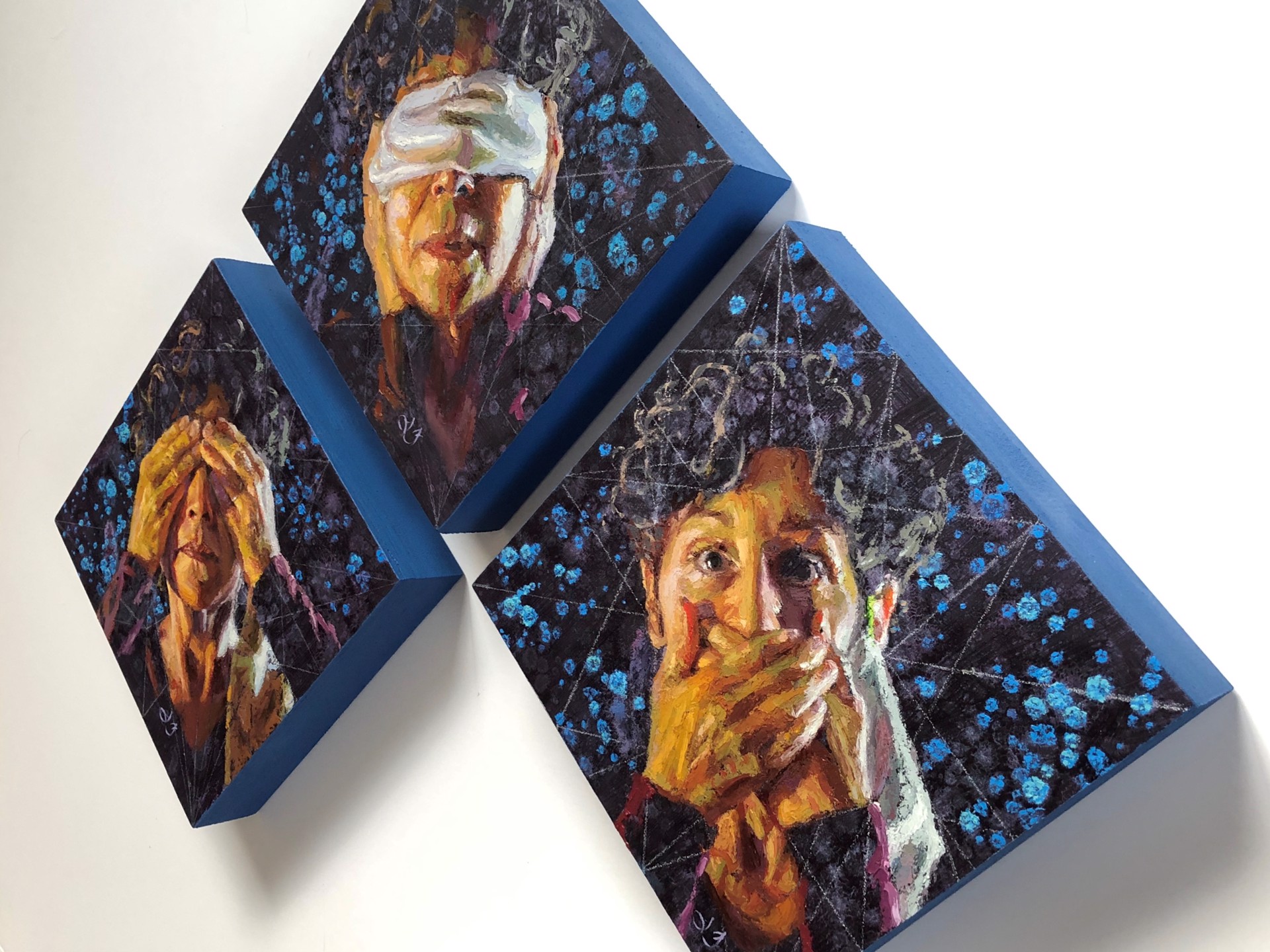 Three Monkeys (Triptych) by Lisa Fricker