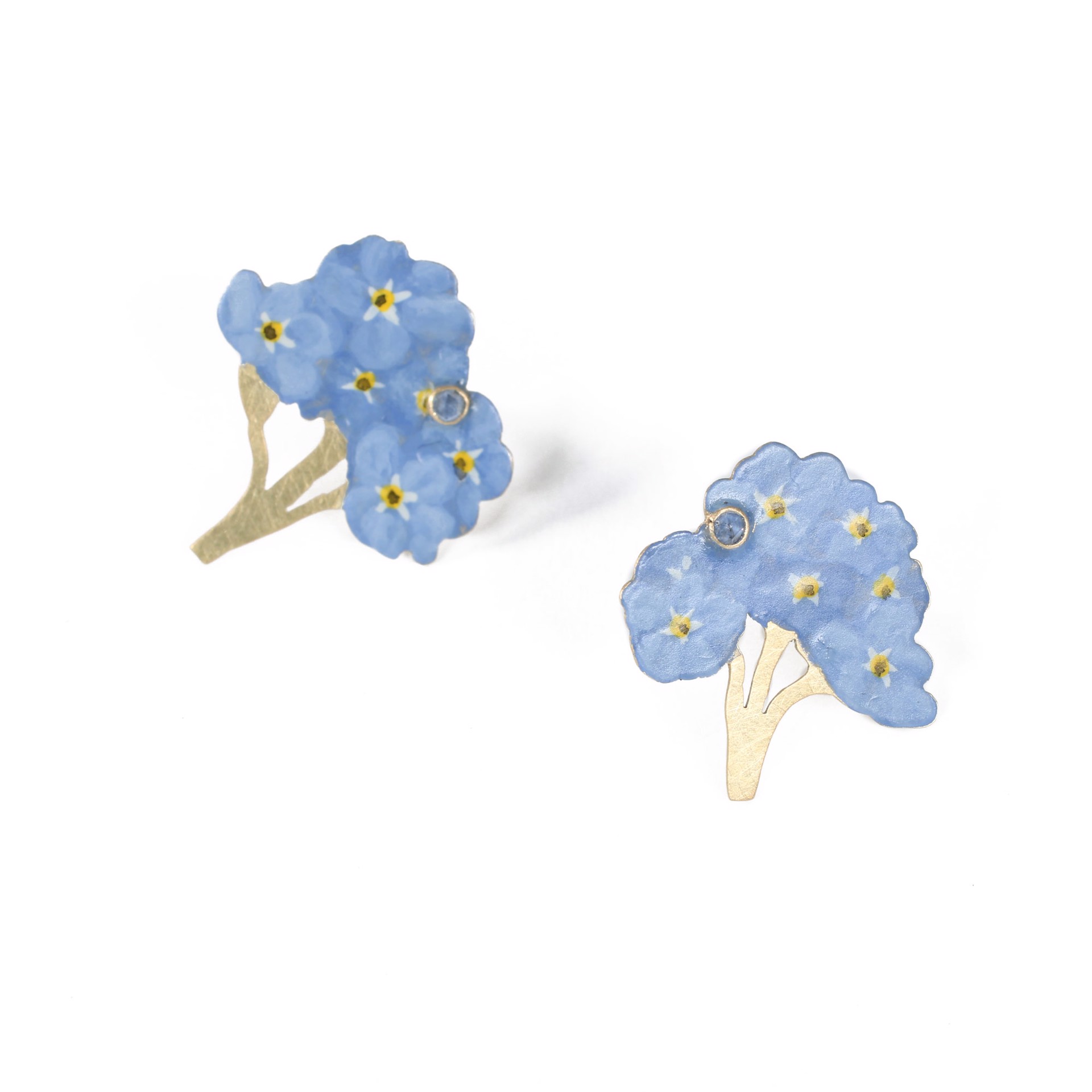 Natura Morta: Forget-Me-Not Earrings by Christopher Thompson-Royds