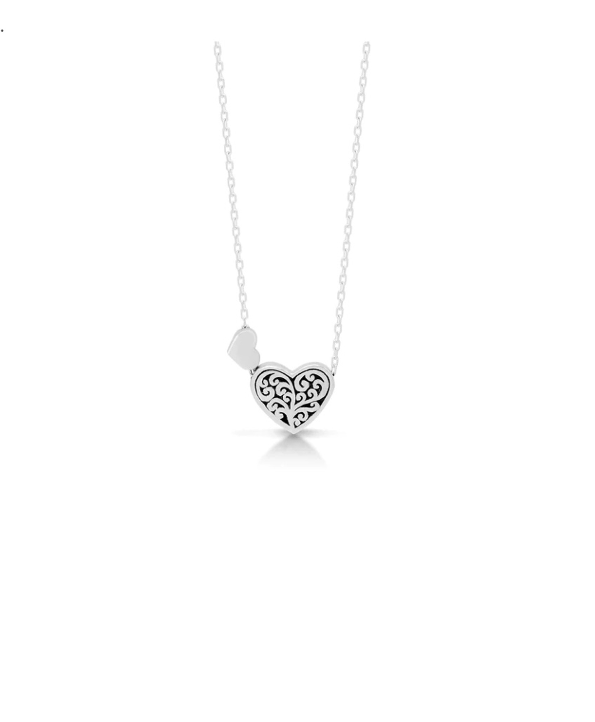 1096 LH Singnature Scroll Petite Double Heart Pendant Necklace by Lois Hill