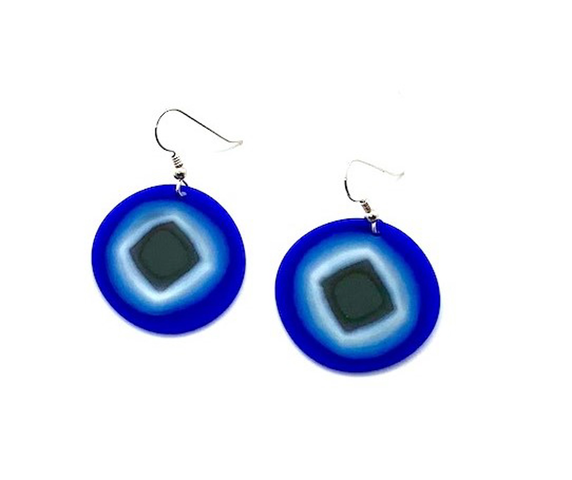 Compressed Glass Earrings - Blue/French Vanilla/ Slate Grey by Chris Cox