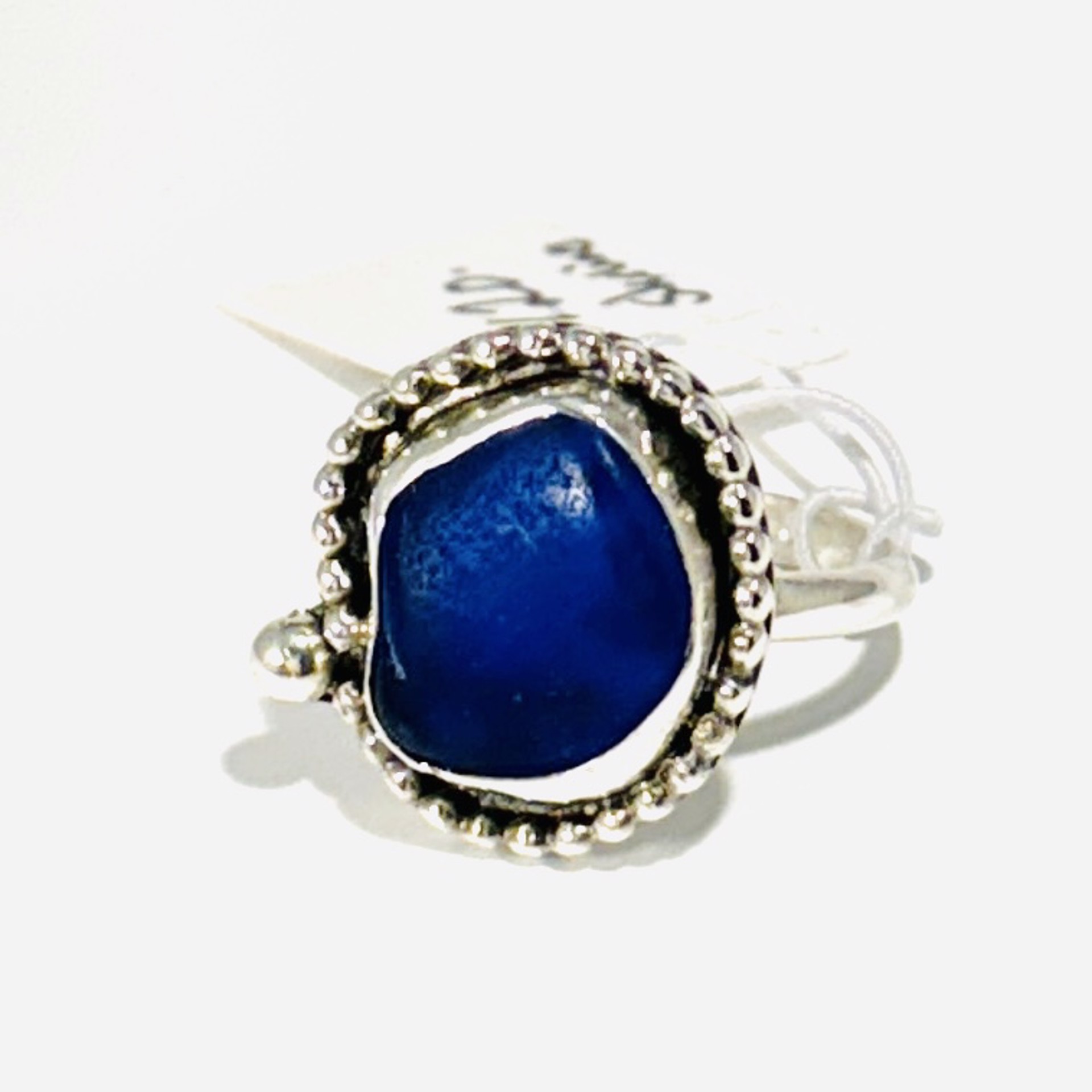 Sea Glass Ring, Blue sz7.75 AB23-53 by Anne Bivens