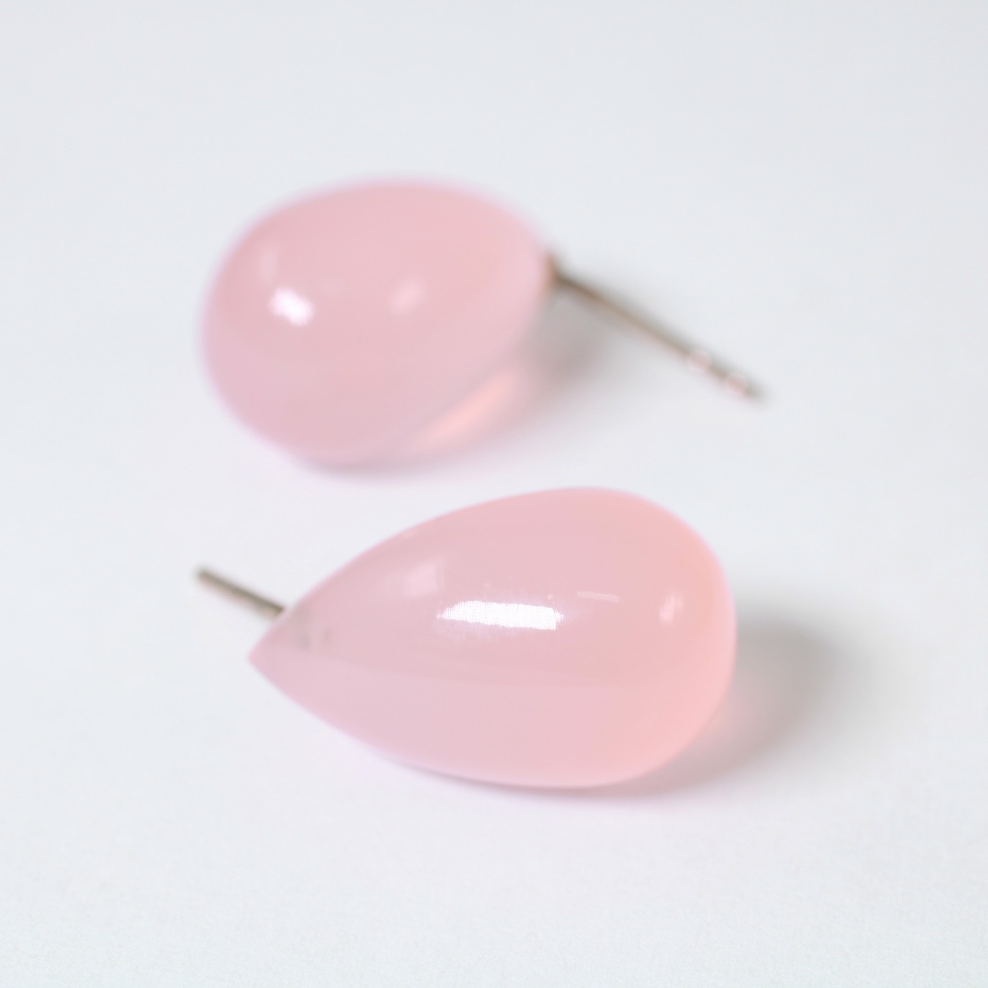 Large Pink Quartz Waterdrop Earrings by Barbara Seidenath