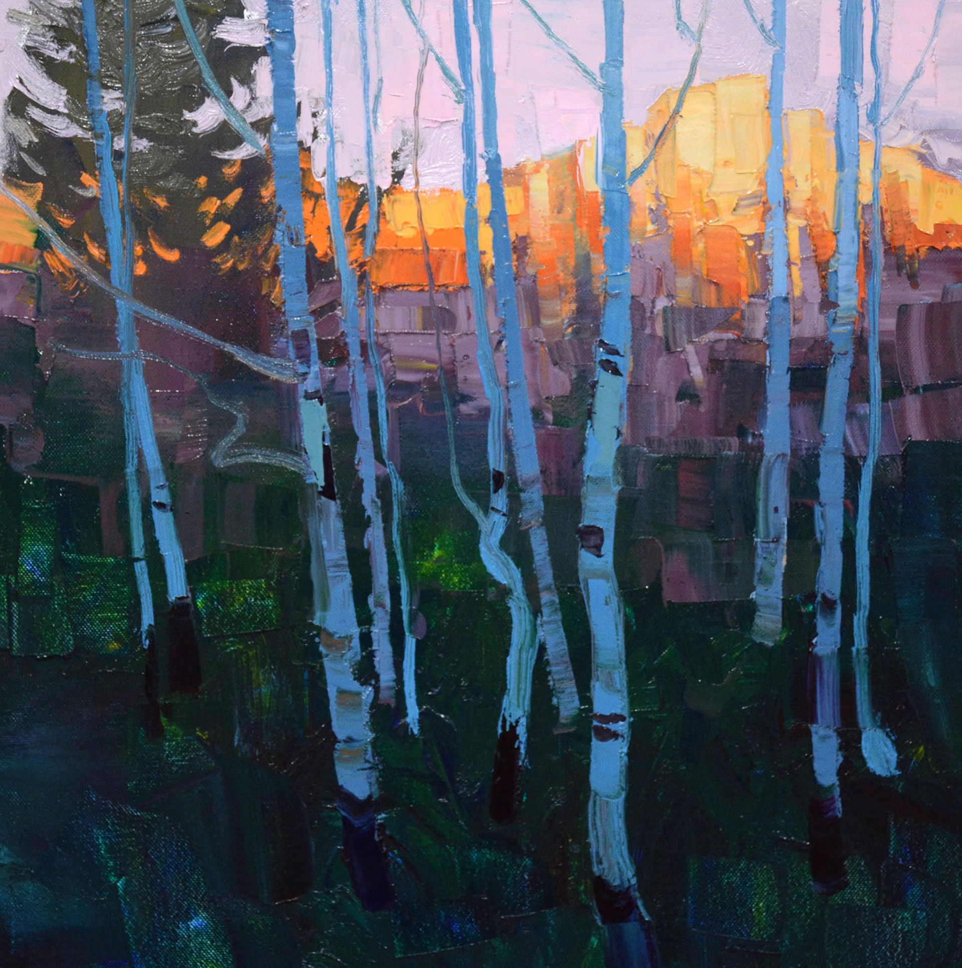 A Contemporary Painting Of Aspens At Sunset By Silas Thompson Available At Gallery Wild