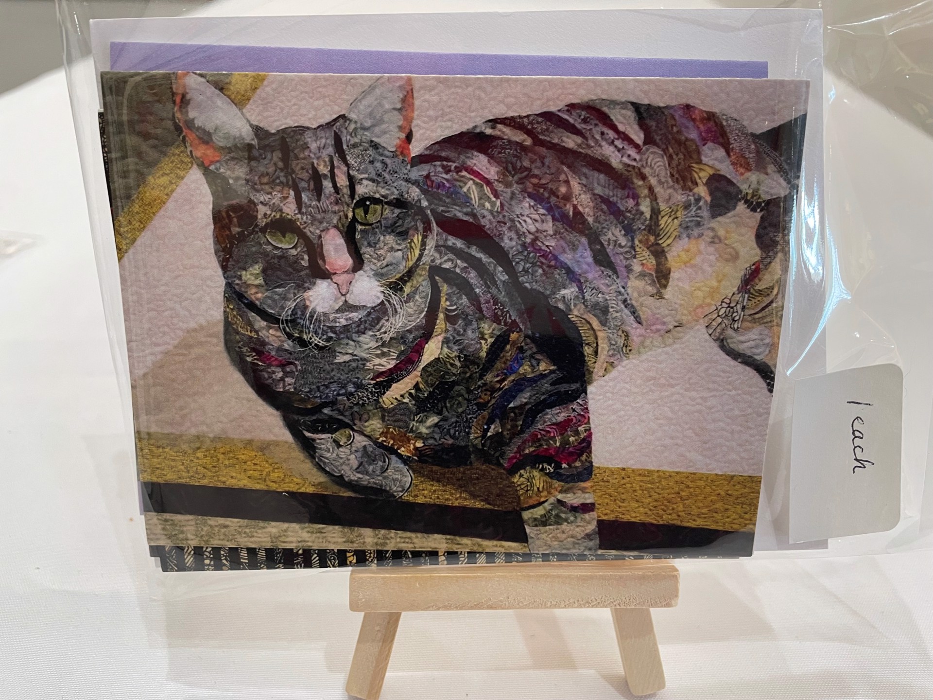 Textile Notecards Cat Set of 4 by Martha Ginn