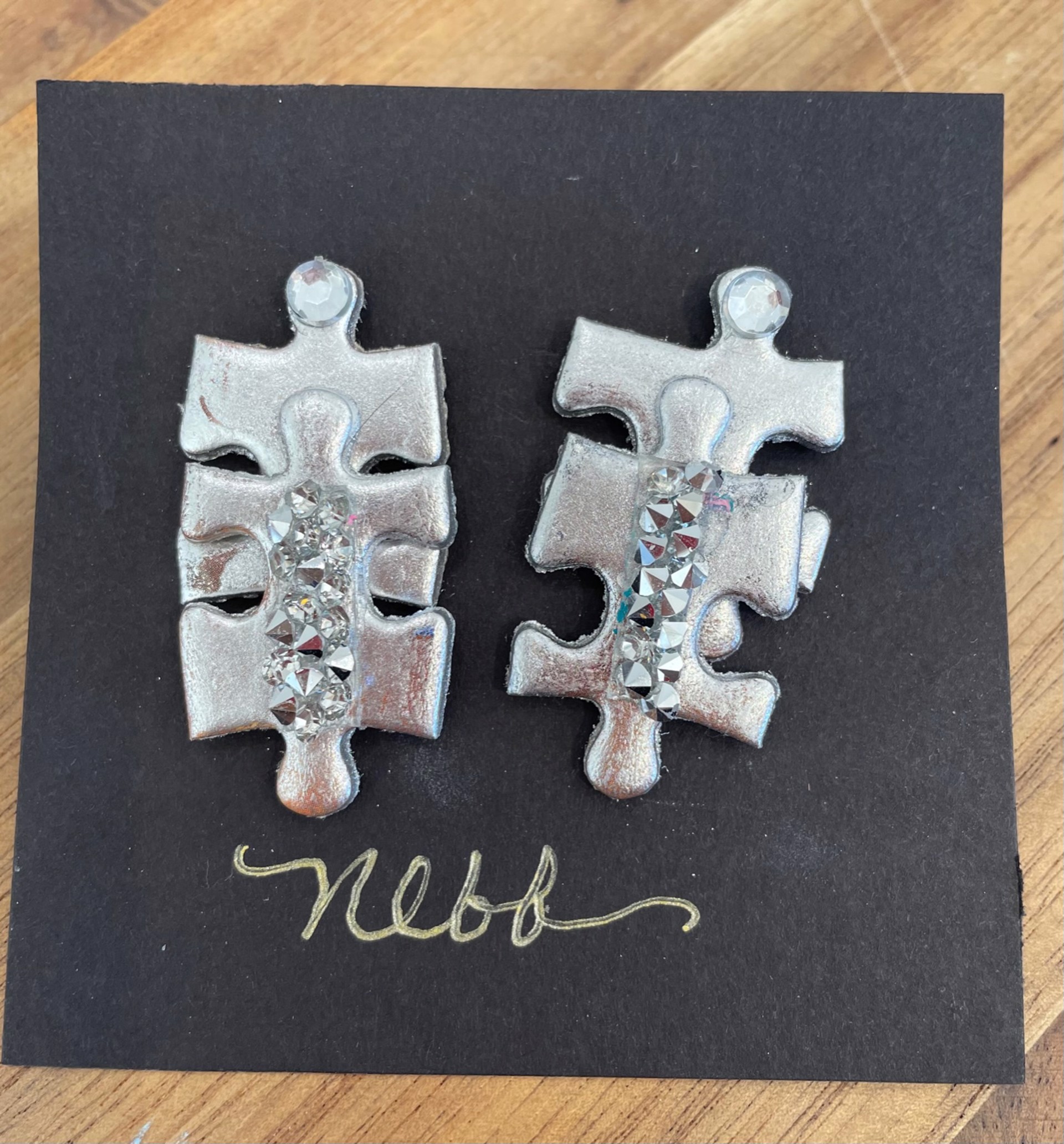 Jigsaw Puzzle Earrings 14 by Lenore Barkley