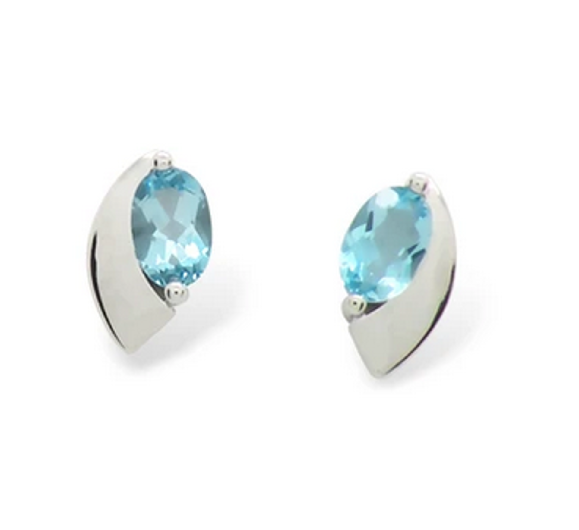 Earrings - Blue Topaz Droplet With Polished Sterling Silver E9298BT by Joryel Vera