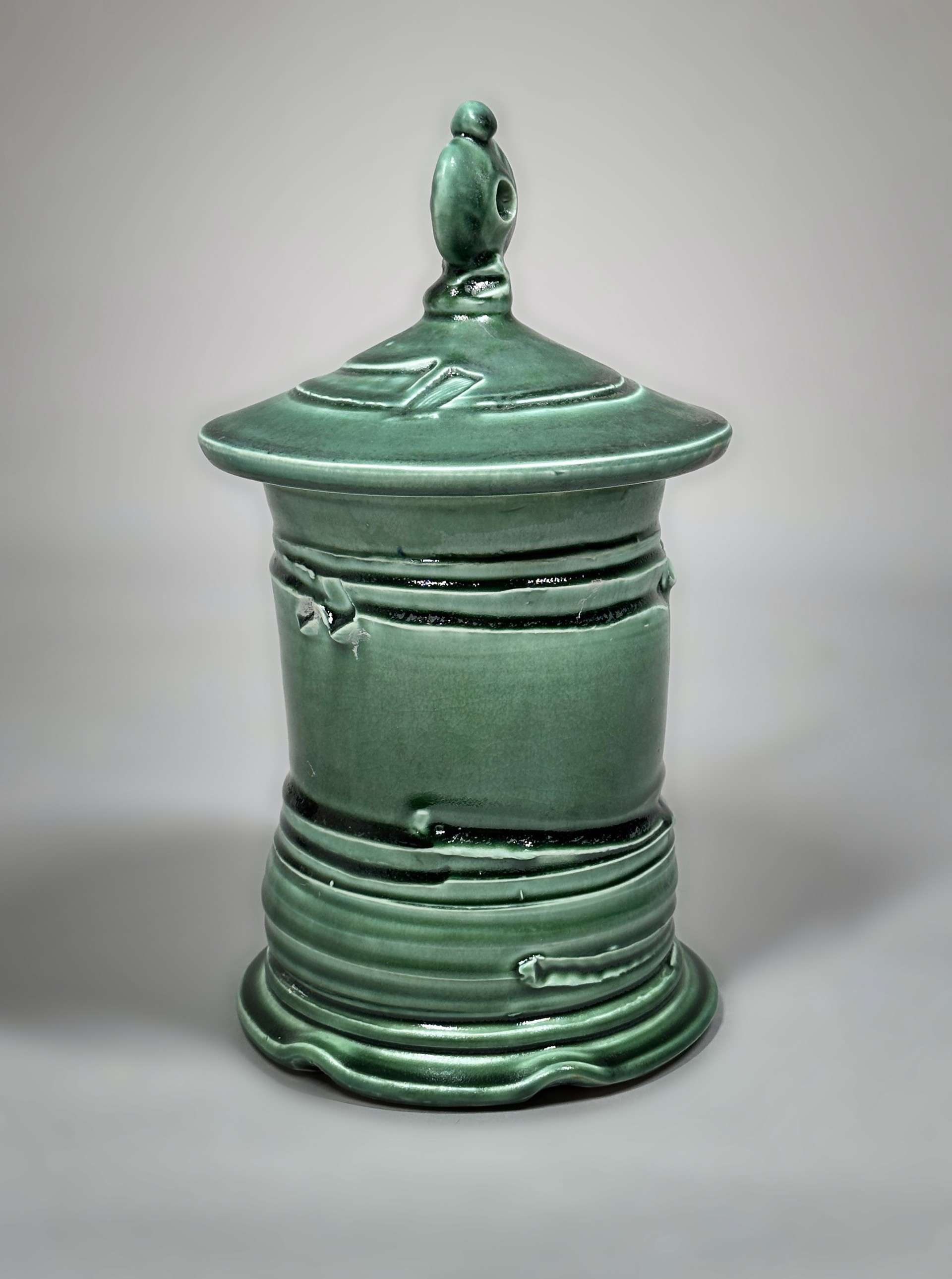 Green Lidded Jar by Don Sprague
