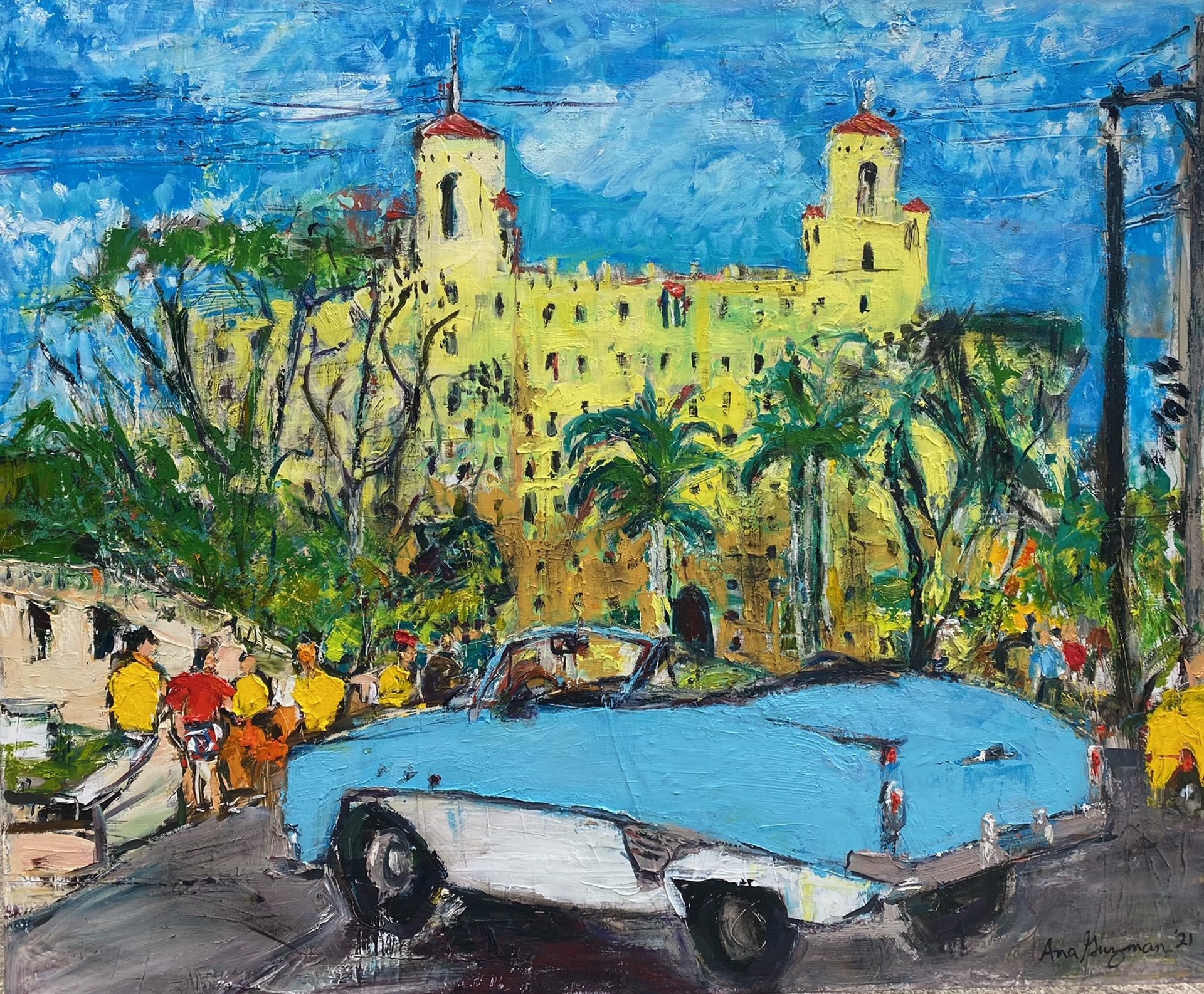La Vida Cuba - Convertible Azul by Ana Guzman