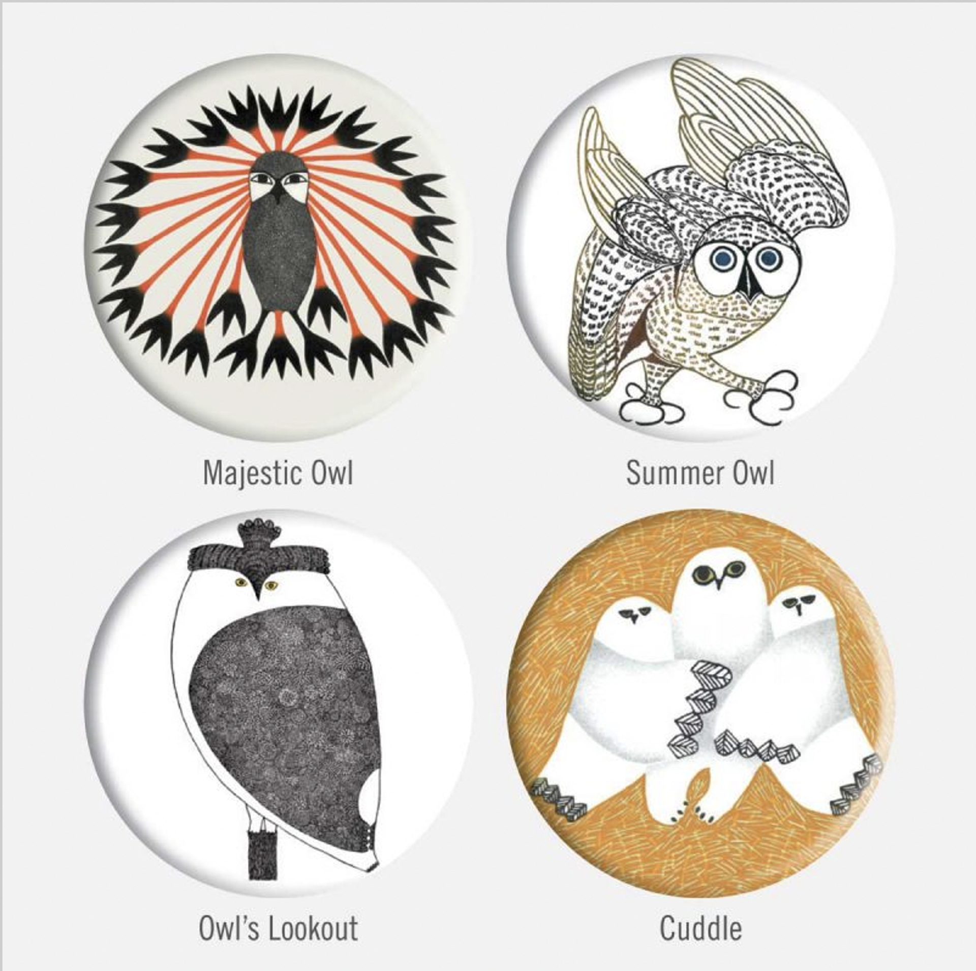 Inuit Owls Magnets Set by Cape Dorset