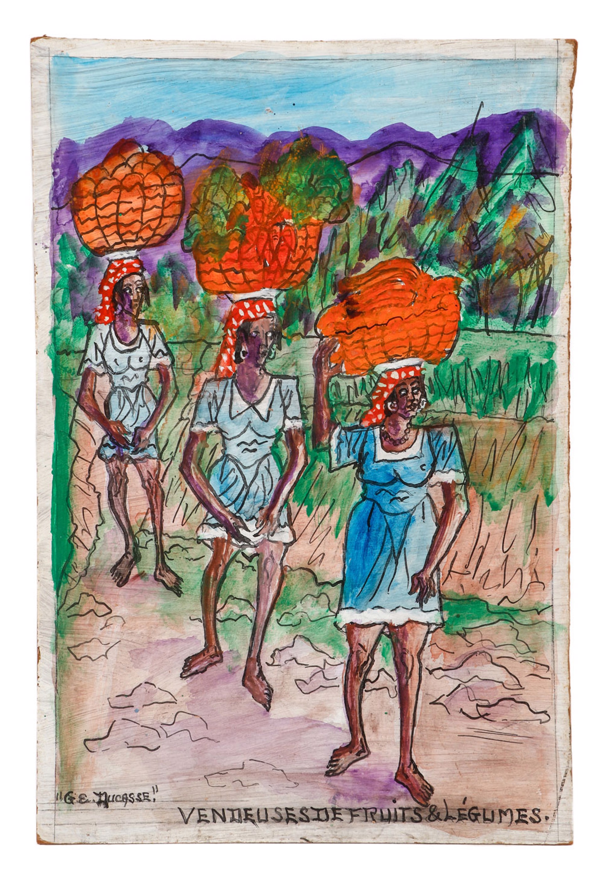 Vendeuses De Fruits Et Legumes #10MFN by Gervais Emmanuel Ducasse (Haitian, 1903-1988)