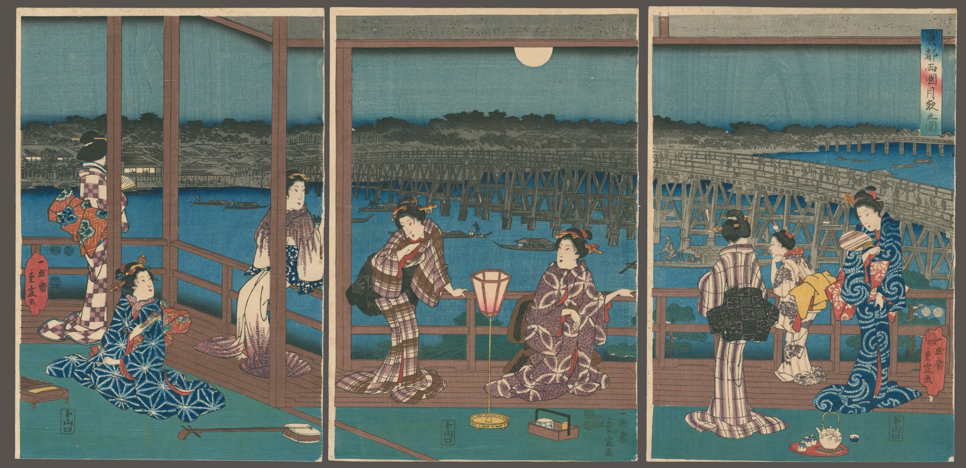 Moonlit Night at Ryogoku in Edo by Hiroshige II