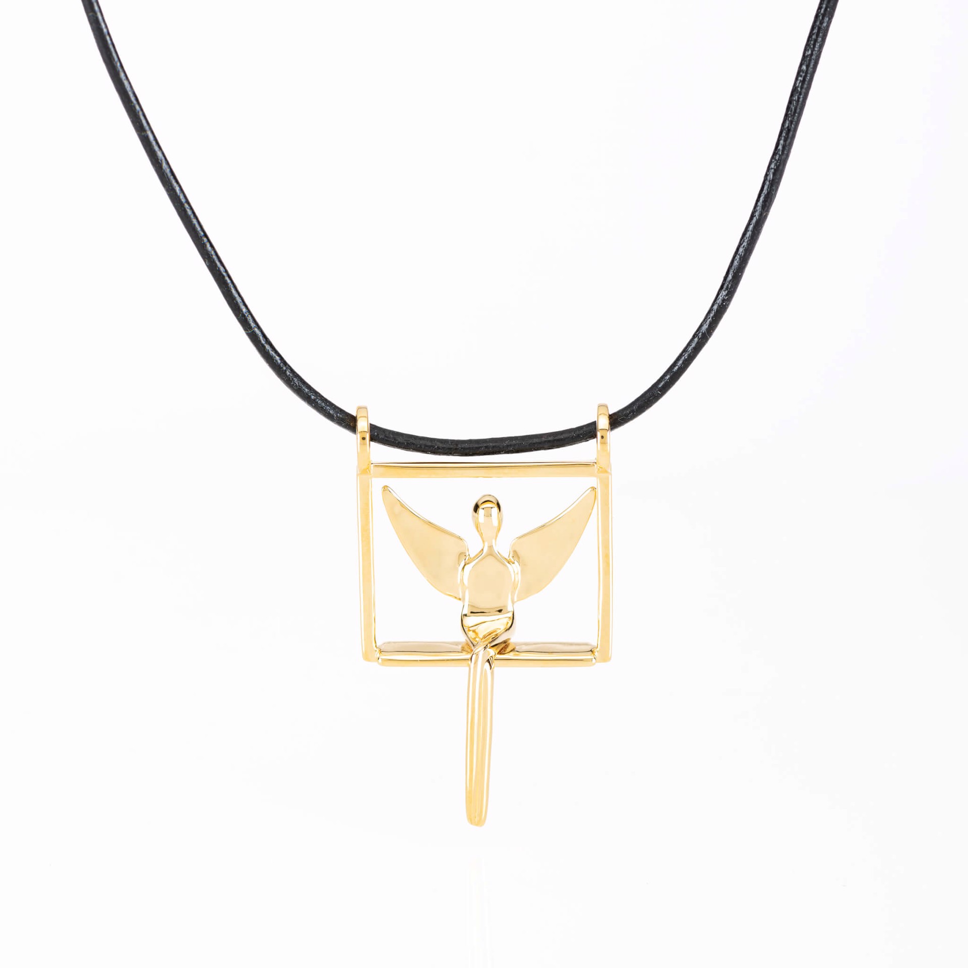 Angel in Gold with Leather Chain by YENNY COCQ