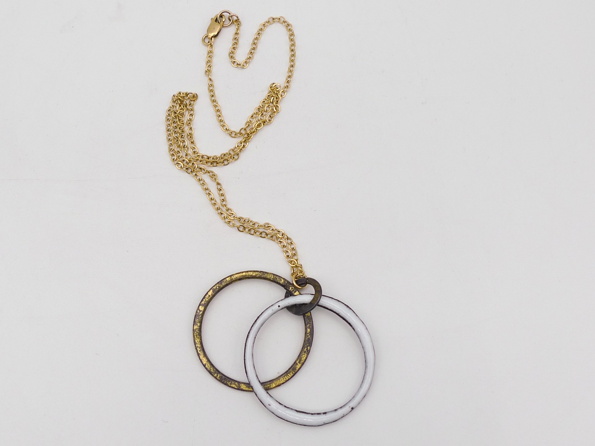 White Gilded Circles Pendant by Susanne Henry