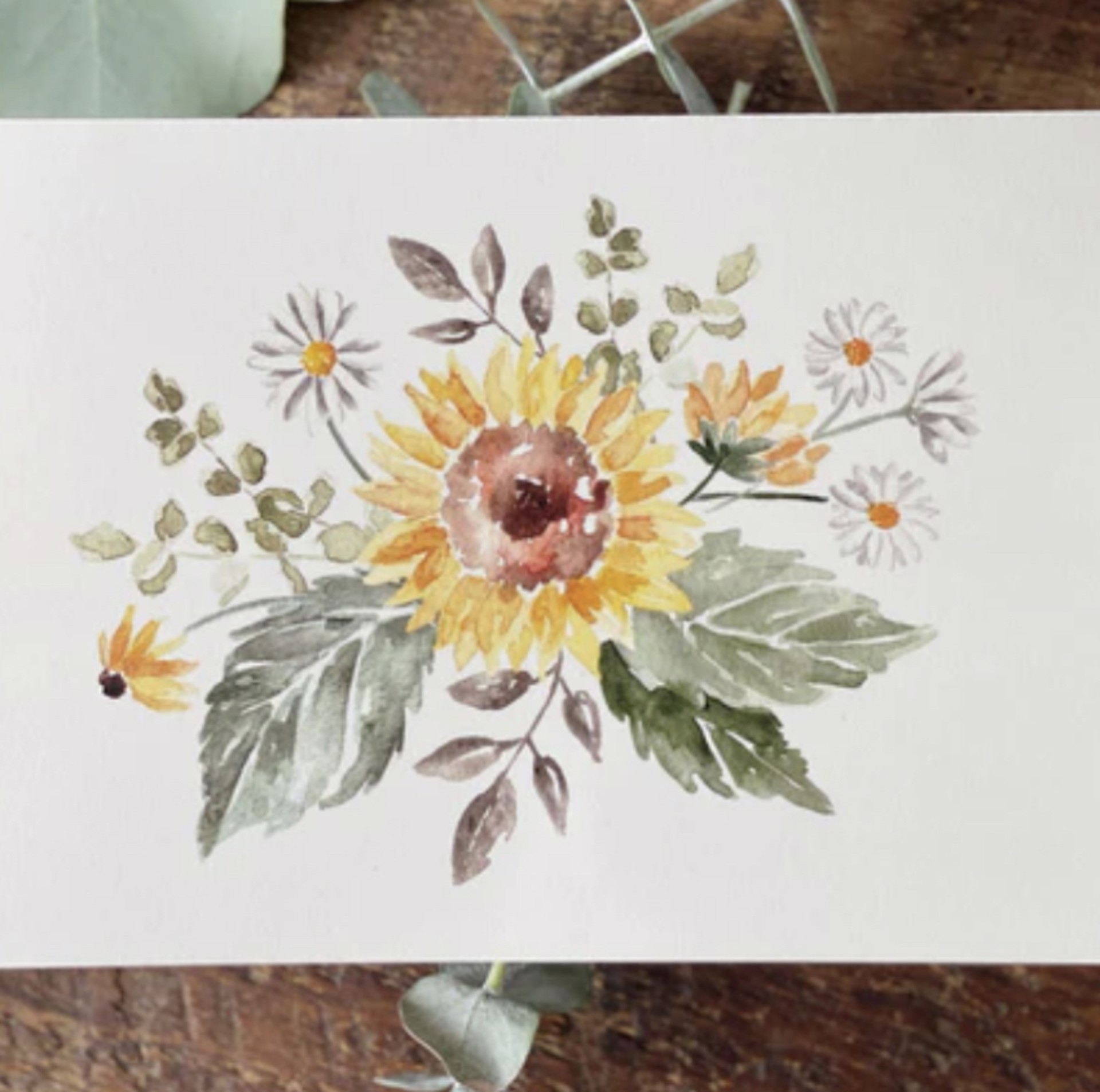 Sunflowers with Yellow Envelope Card by Lucia Duque