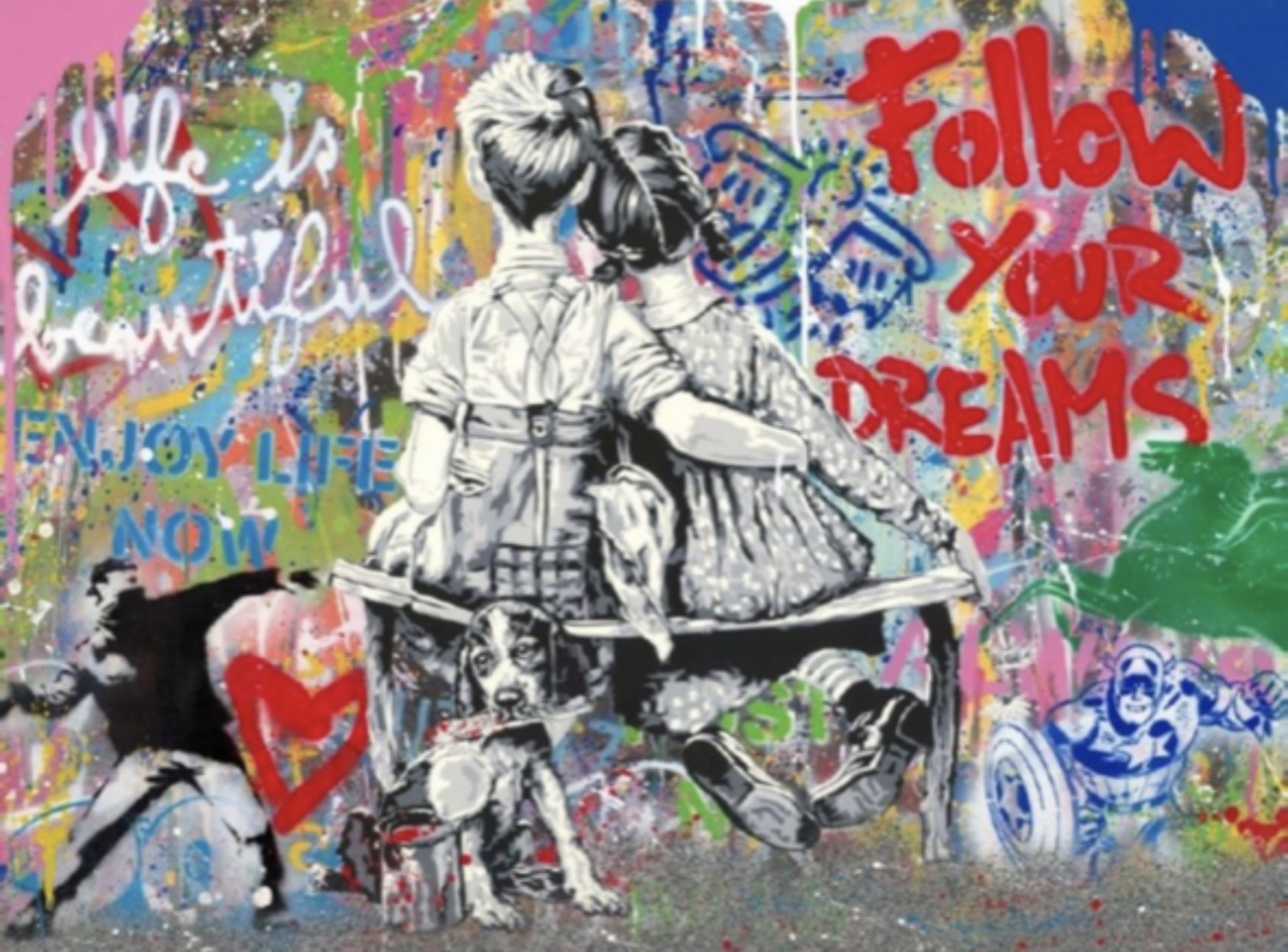 Work Well Together-COMMISSION- Framed by Mr. Brainwash