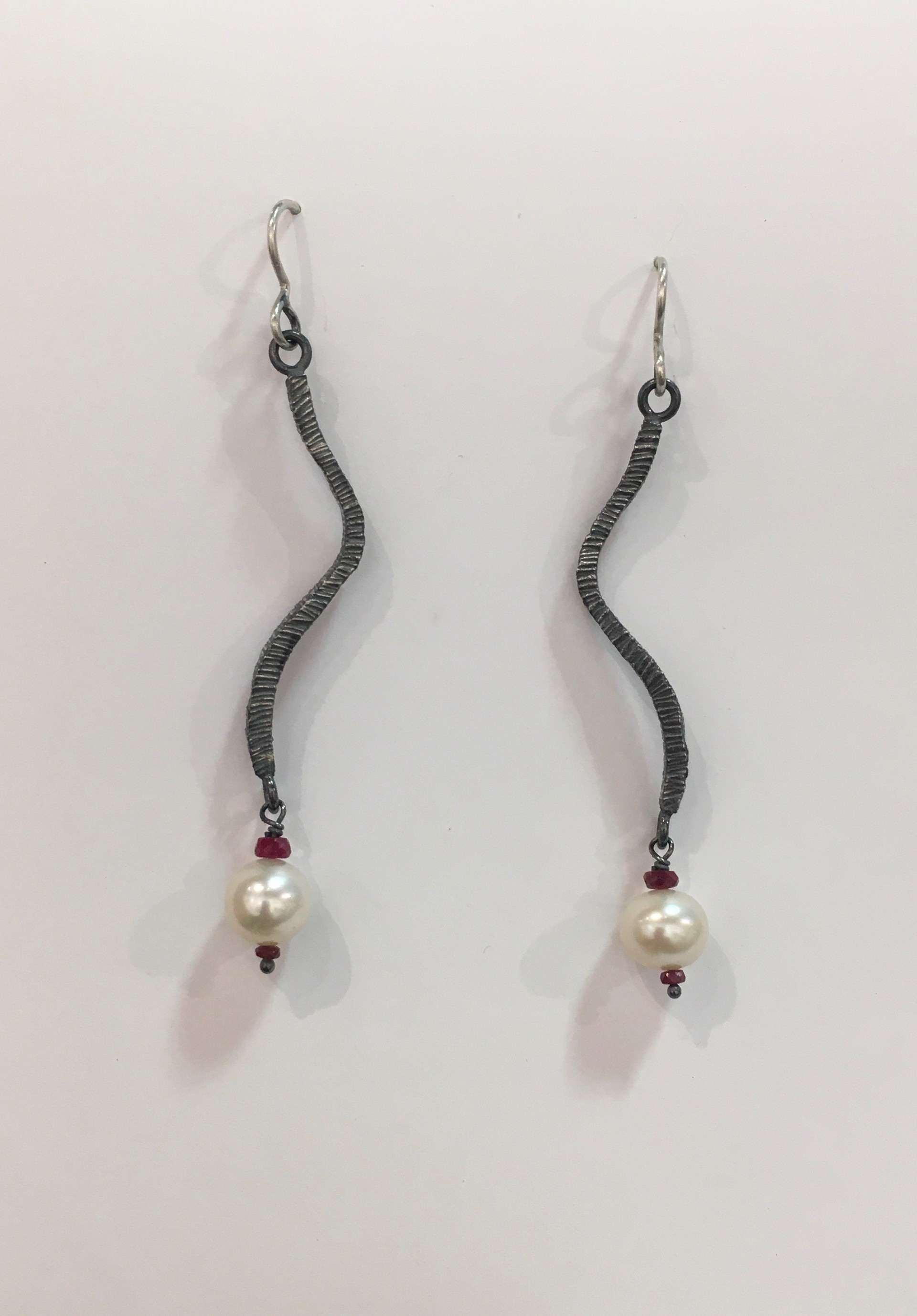 Pearl and Ruby Earrings by DAHLIA KANNER