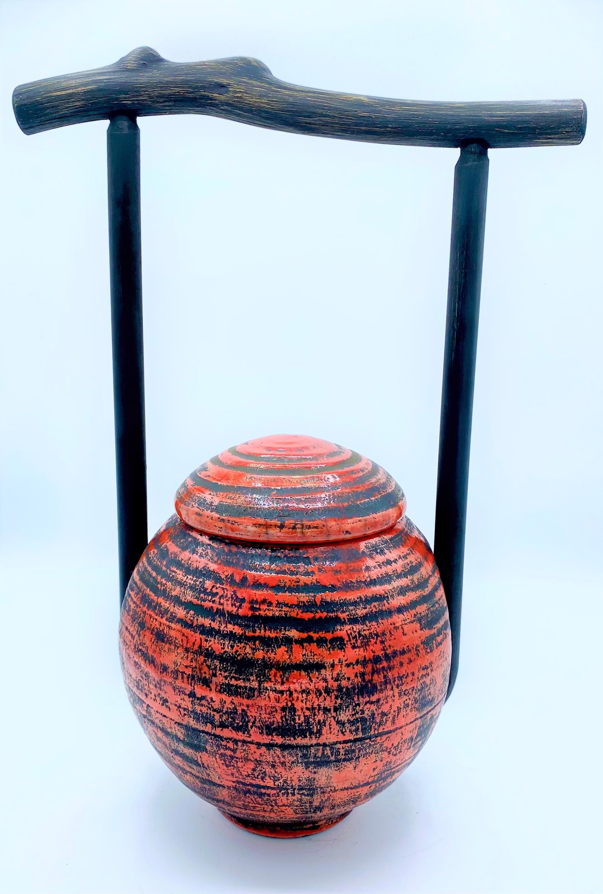 Black Handled Red Pot by Obie Clark