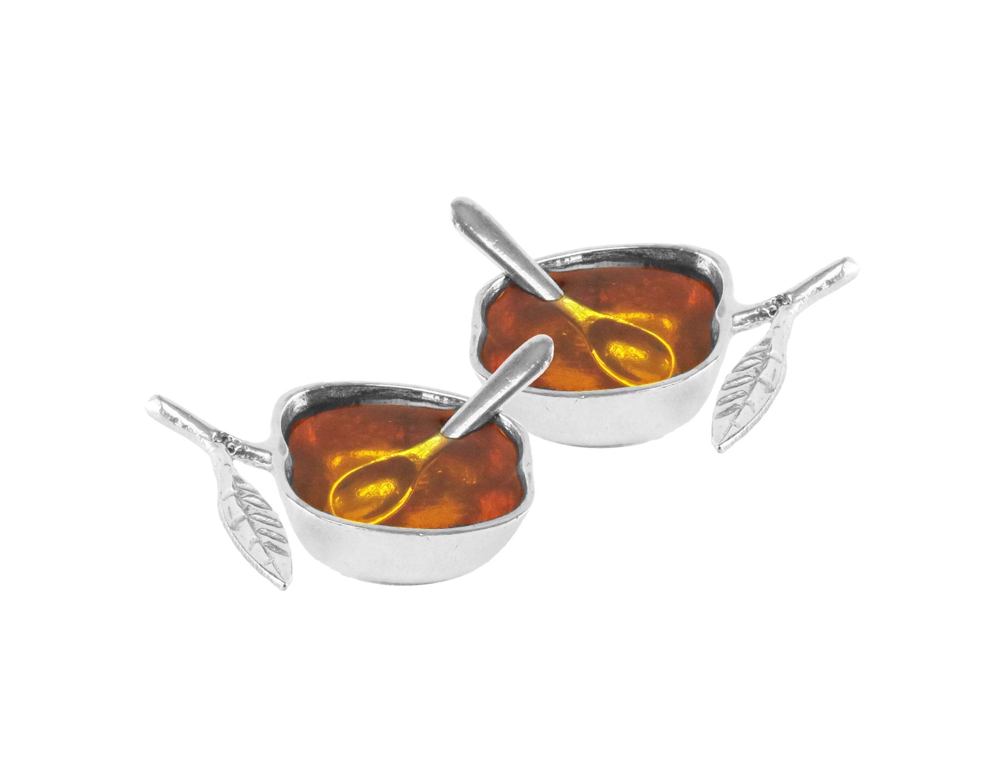 Silver Apple Salt/Honey Dish - Set of 2 by Argent