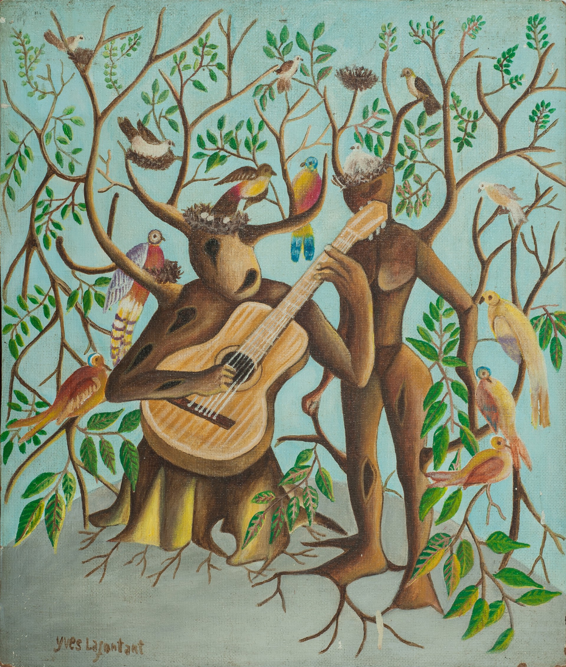 The Tree Guitarist #6-3-96GSN by Yves Lafontant (Haitian, b.1939)