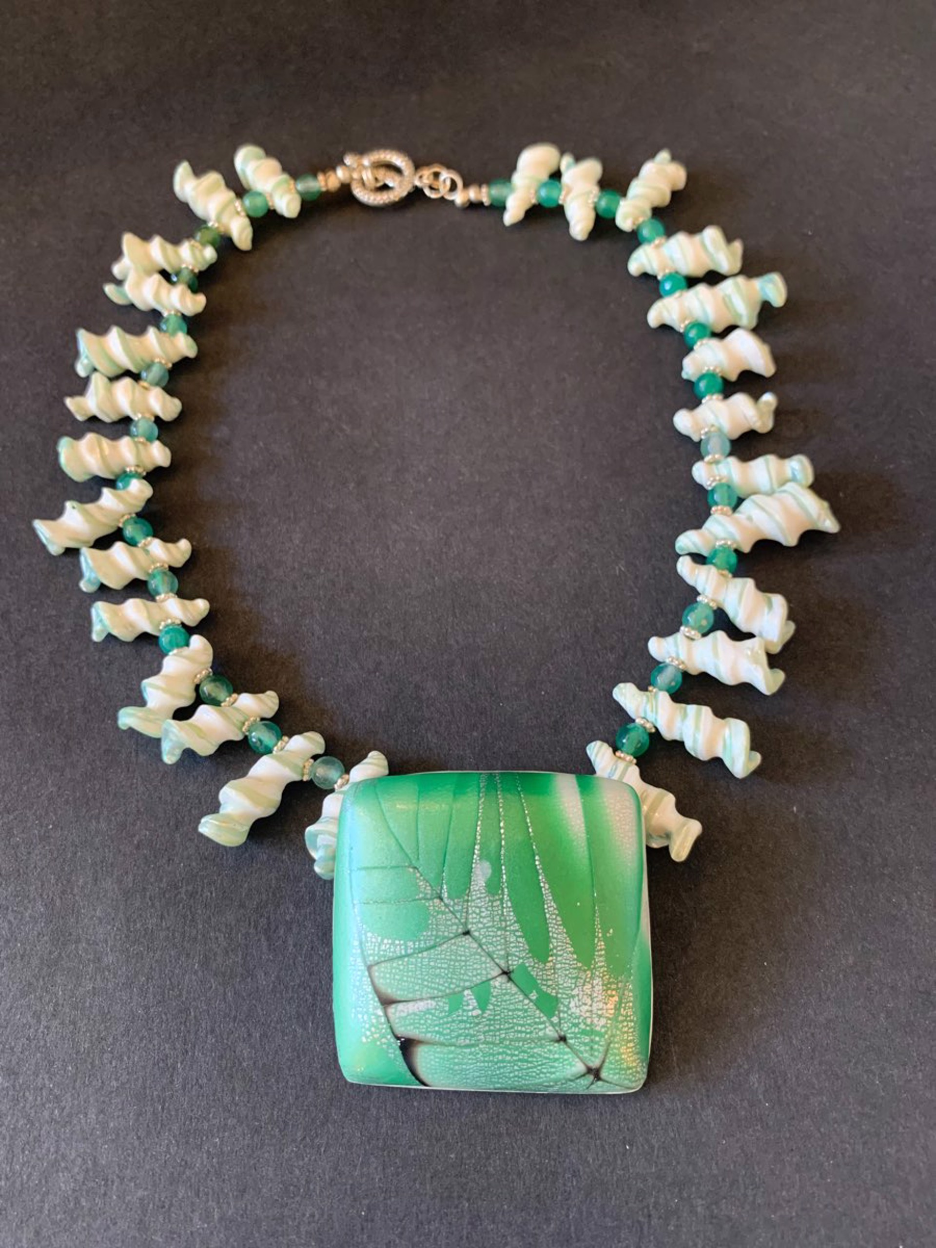 Sea Queen Seashell Necklace With Hand Sculpted Bead by Patty Elzinga