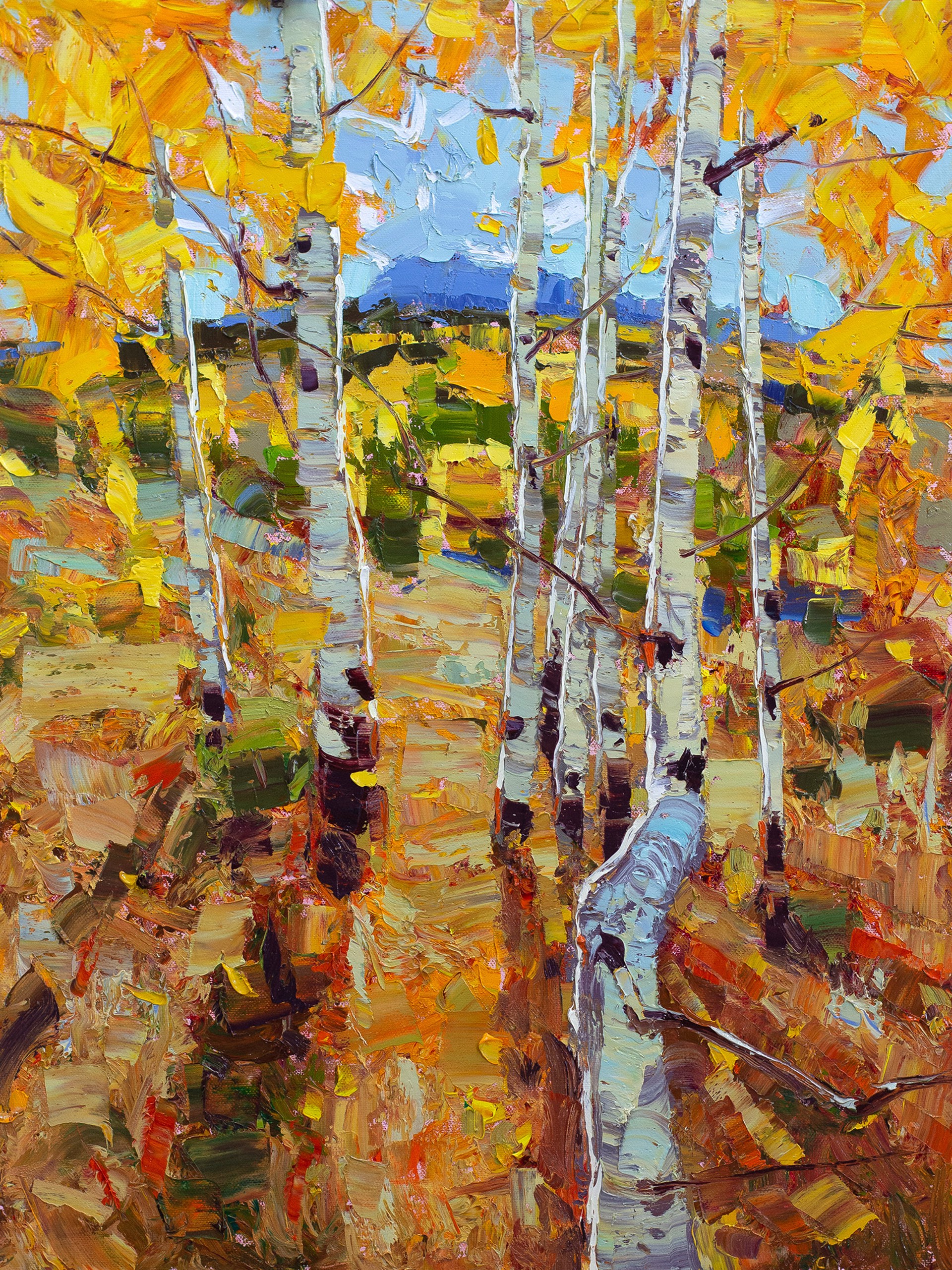 Original Oil Painting By Silas Thompson Of Aspen Trees In The Fall