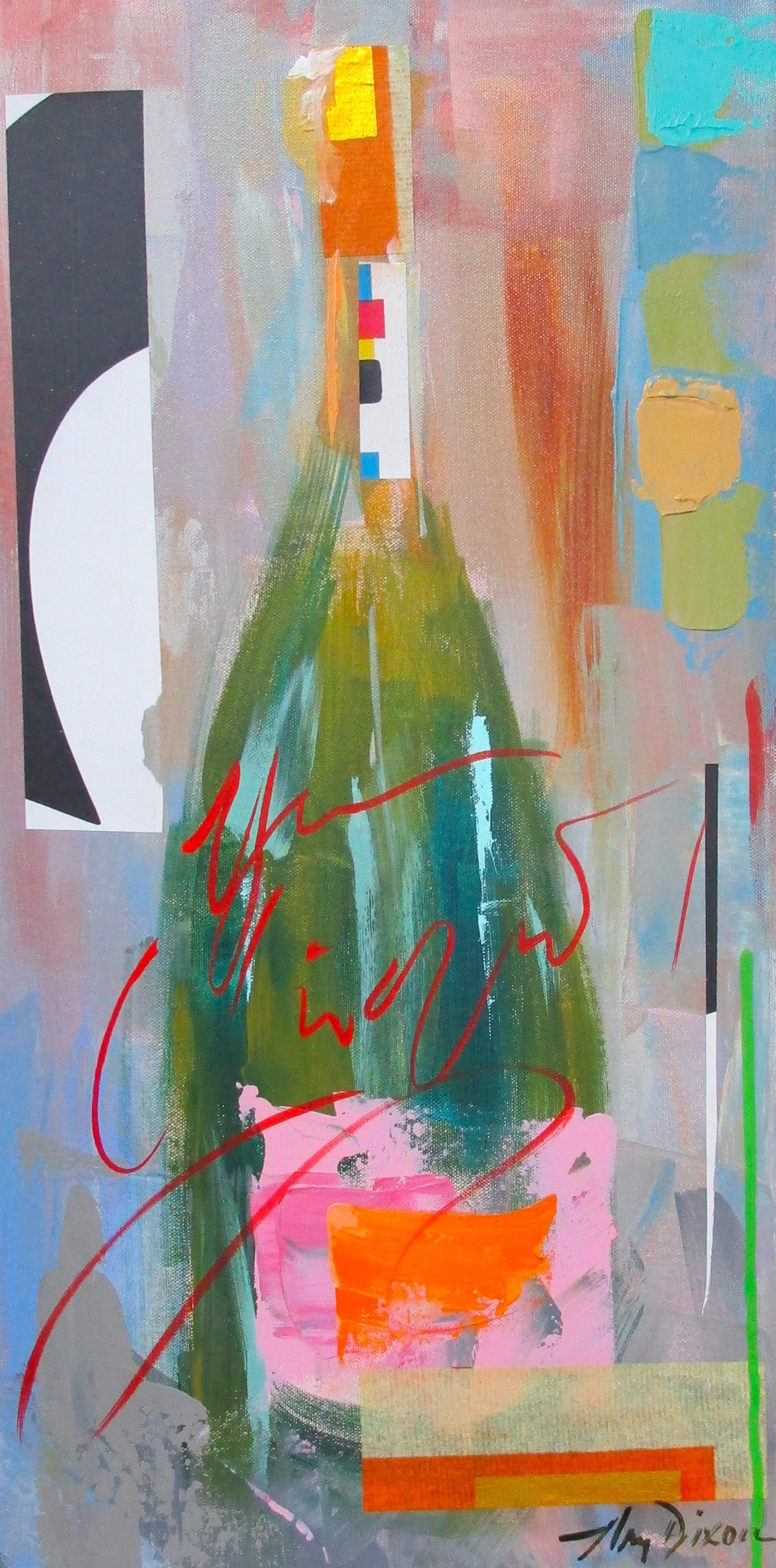"Veuve On" original mixed media painting by Amy Dixon