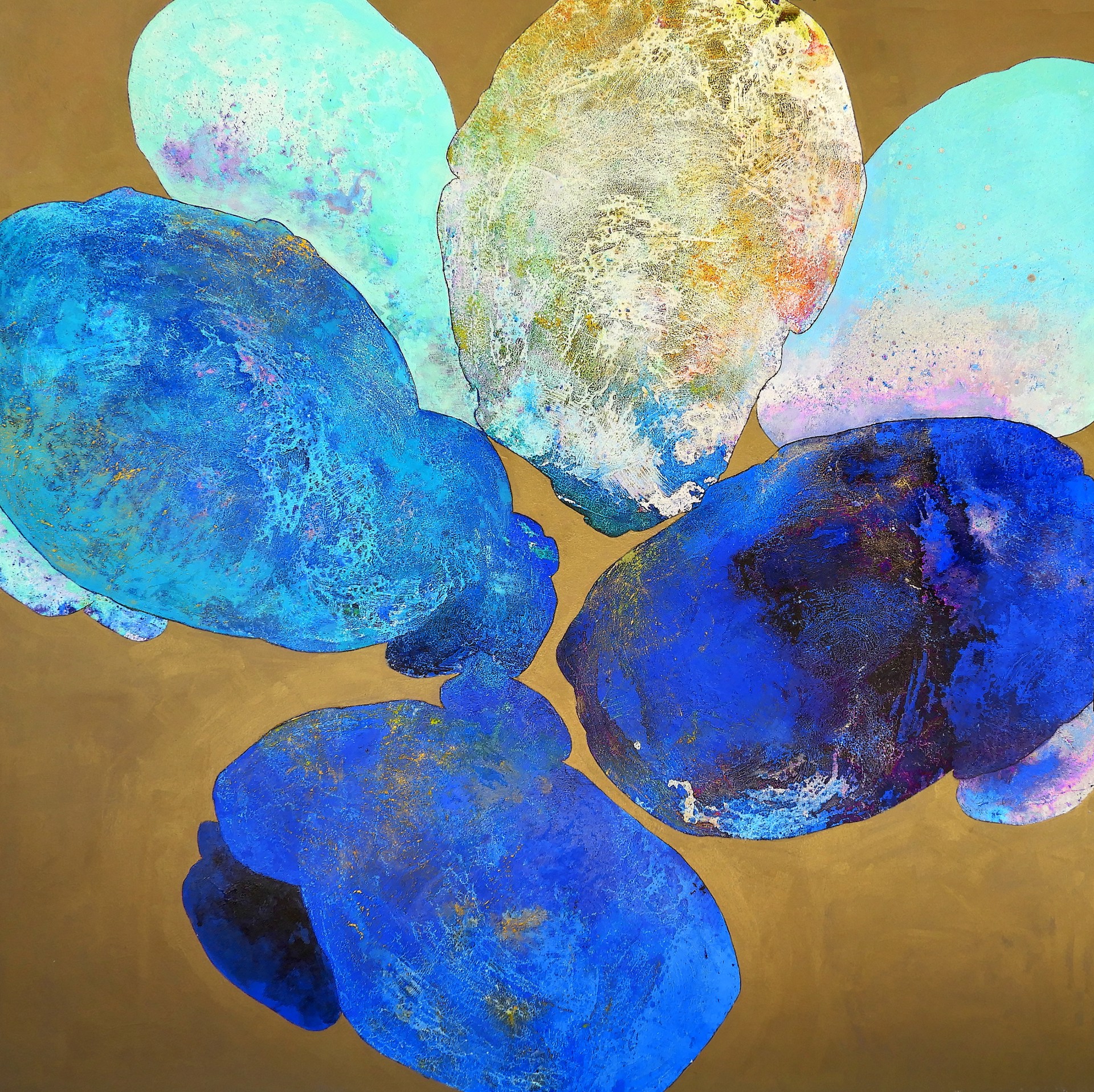 Meredith Pardue - Meredith Pardue Fields of Gold [Water and Sky], 2022 Mixed media on canvas- | Mixed Media Abstract Artist
