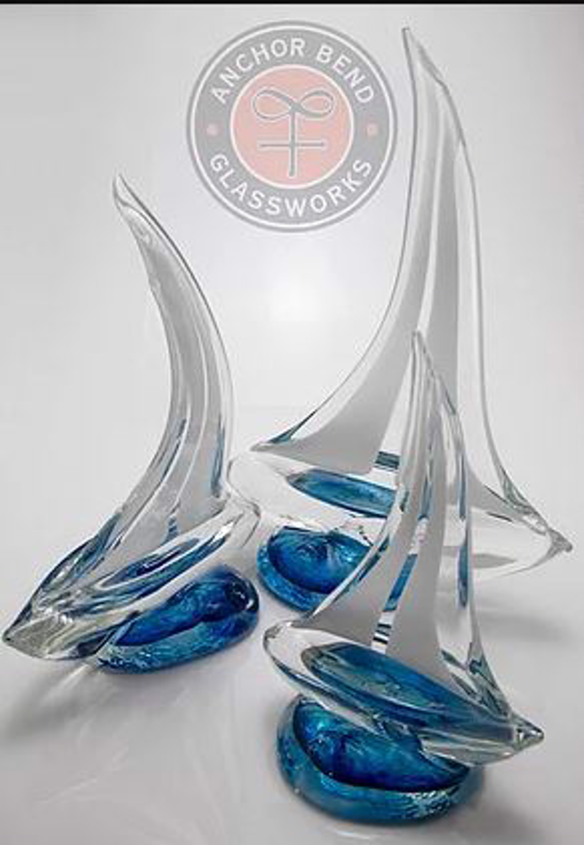 Large Blown Glass Sail Boat by Anchor Bend Glassworks