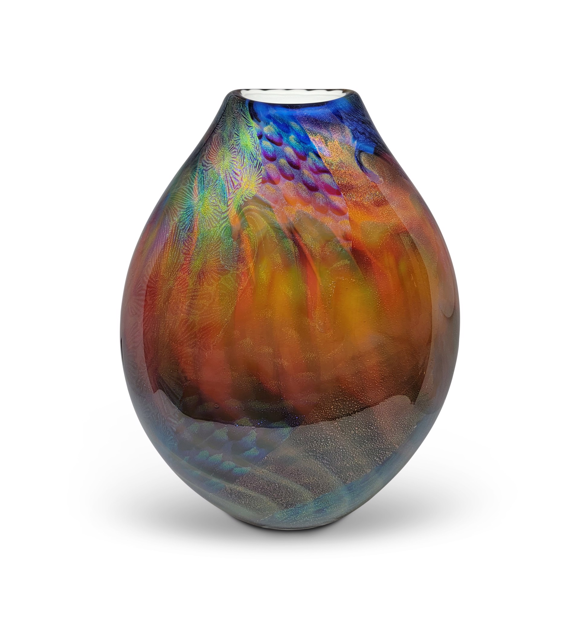 Colorfield Pouch Vase (Aqua, Topaz, and Ruby) by Ken Hanson & Ingrid Hanson