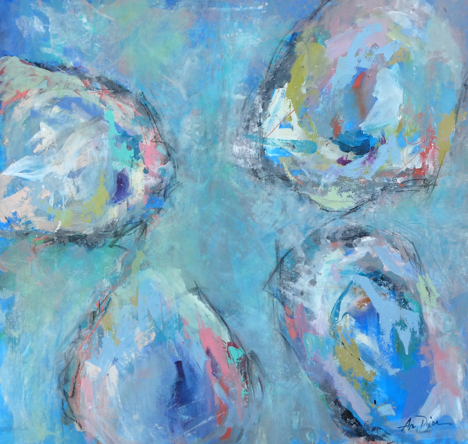 "Oyster Bed" original mixed media painting by Amy Dixon