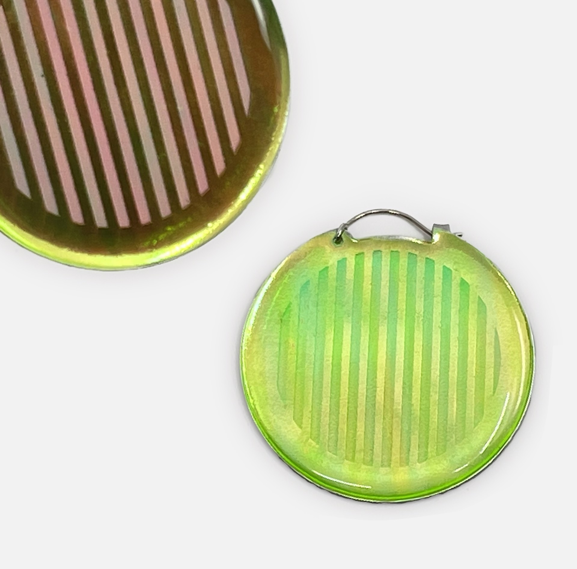 Yellowish Grid Hoops by Leslie Shershow