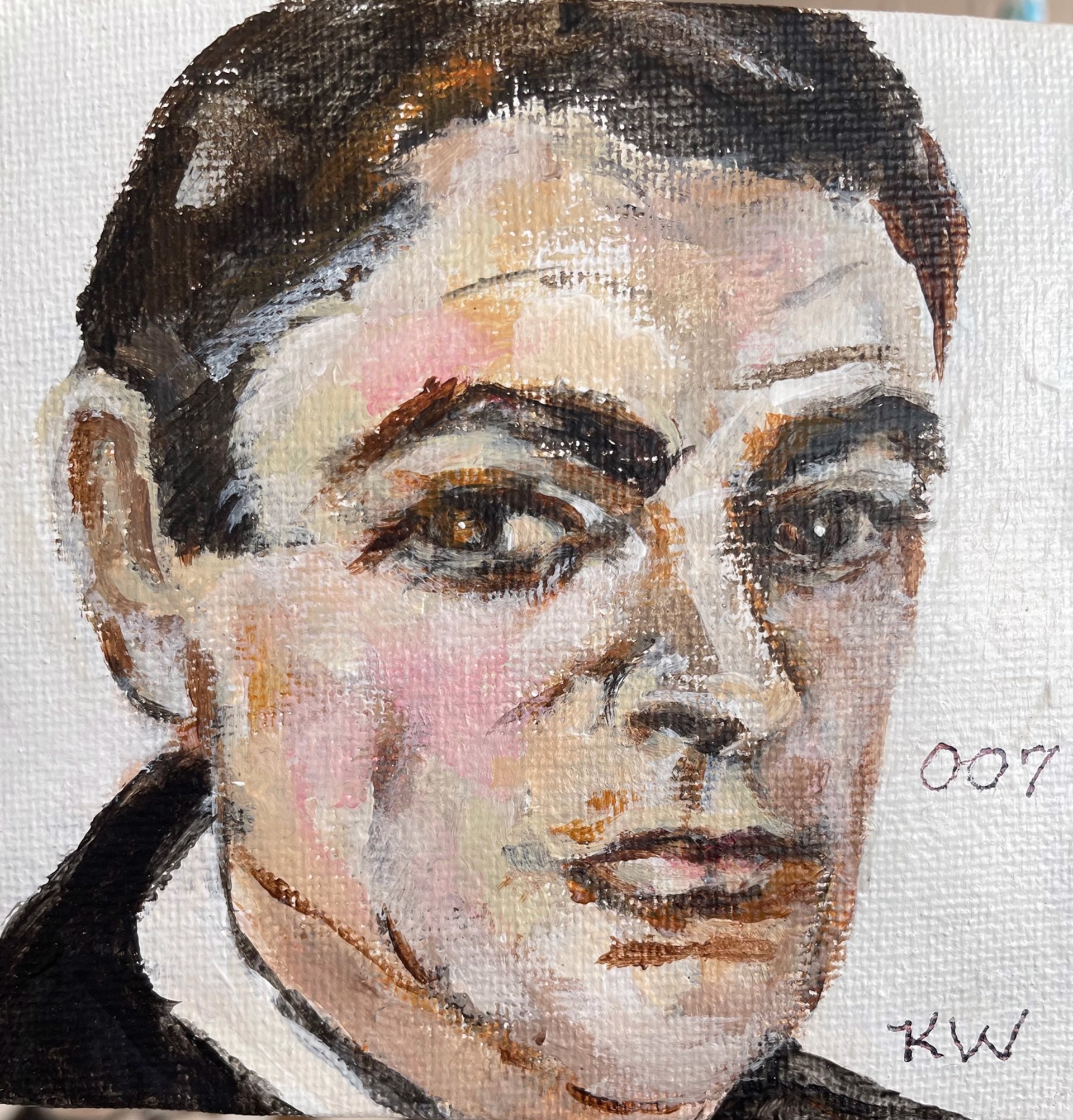 Sean  Connery 007 Mini Painting by Kathy Willingham