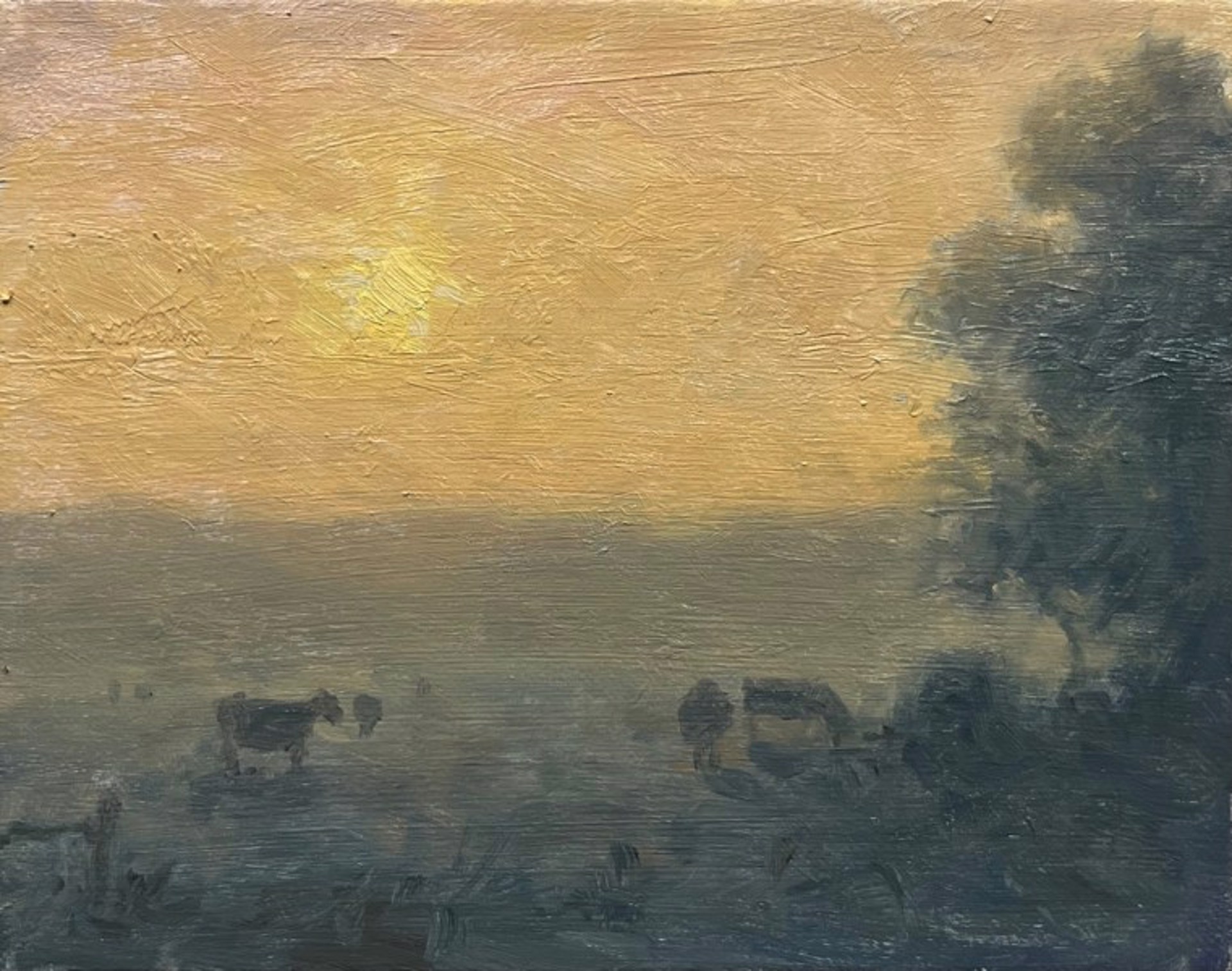 Farm Field in Early Morning Haze by John Brandon Sills