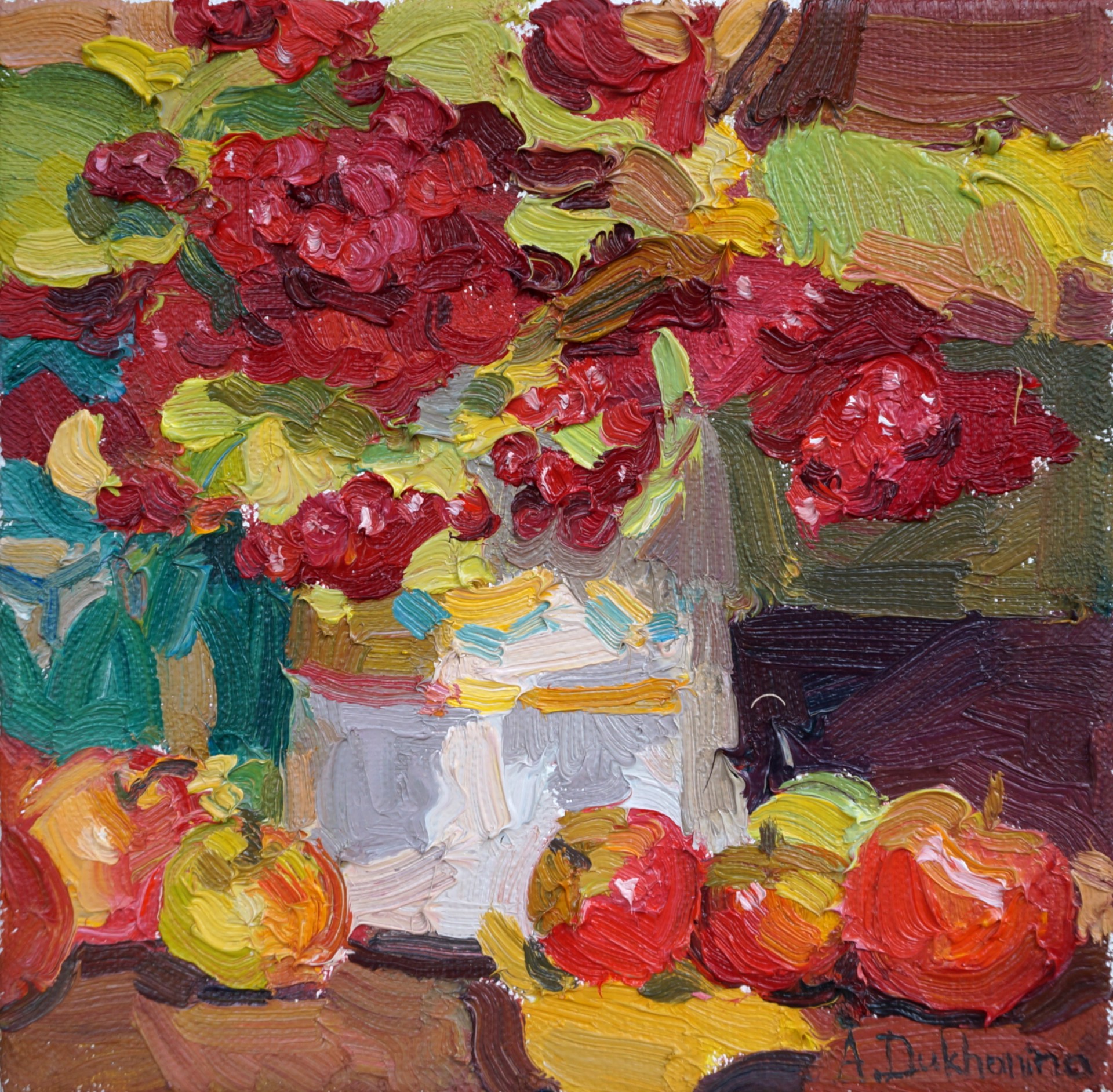 "Apples and Berries" original oil painting by Anastasia Dukhanina