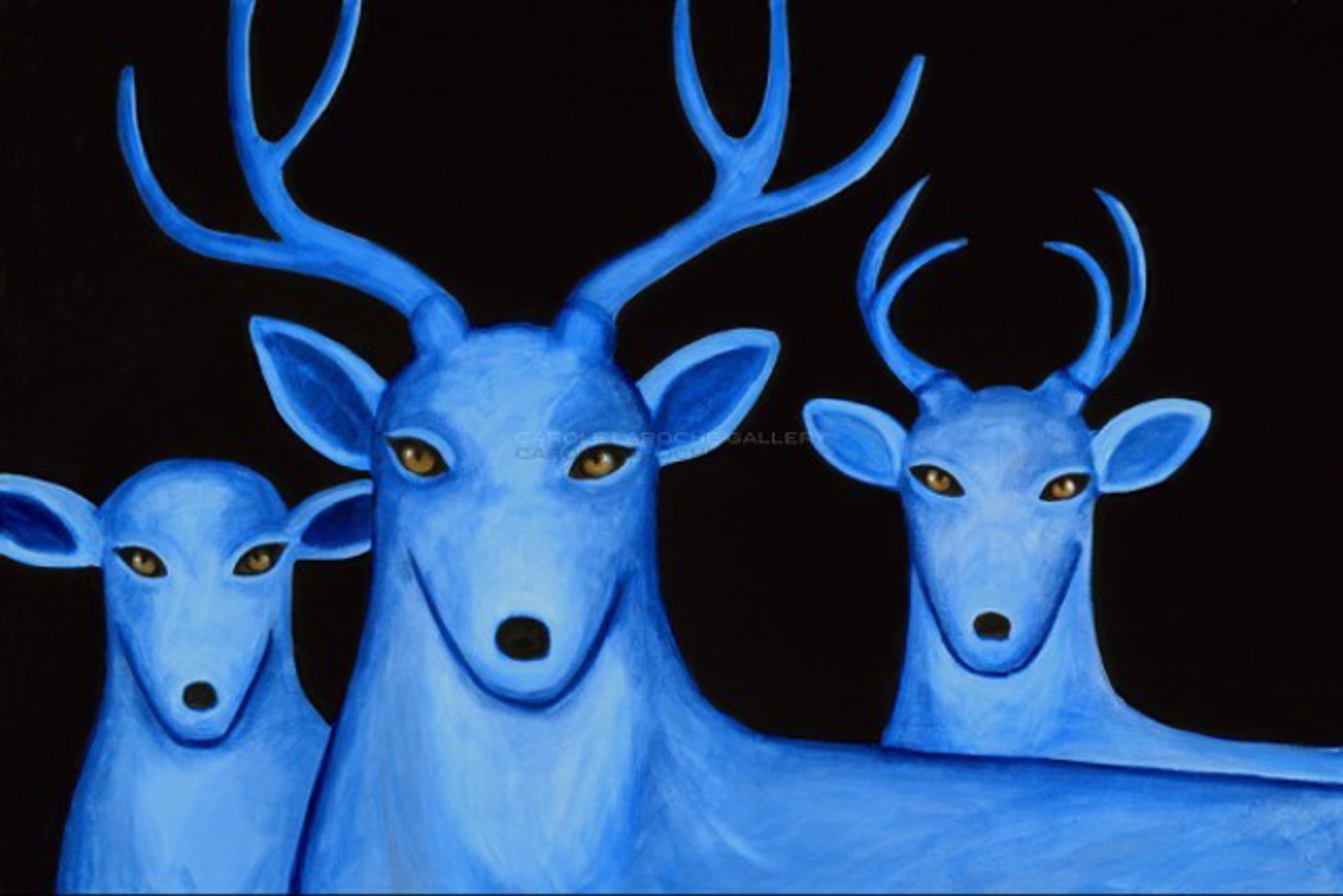 Night sky/ three blue deer* 15/150 by Carole LaRoche