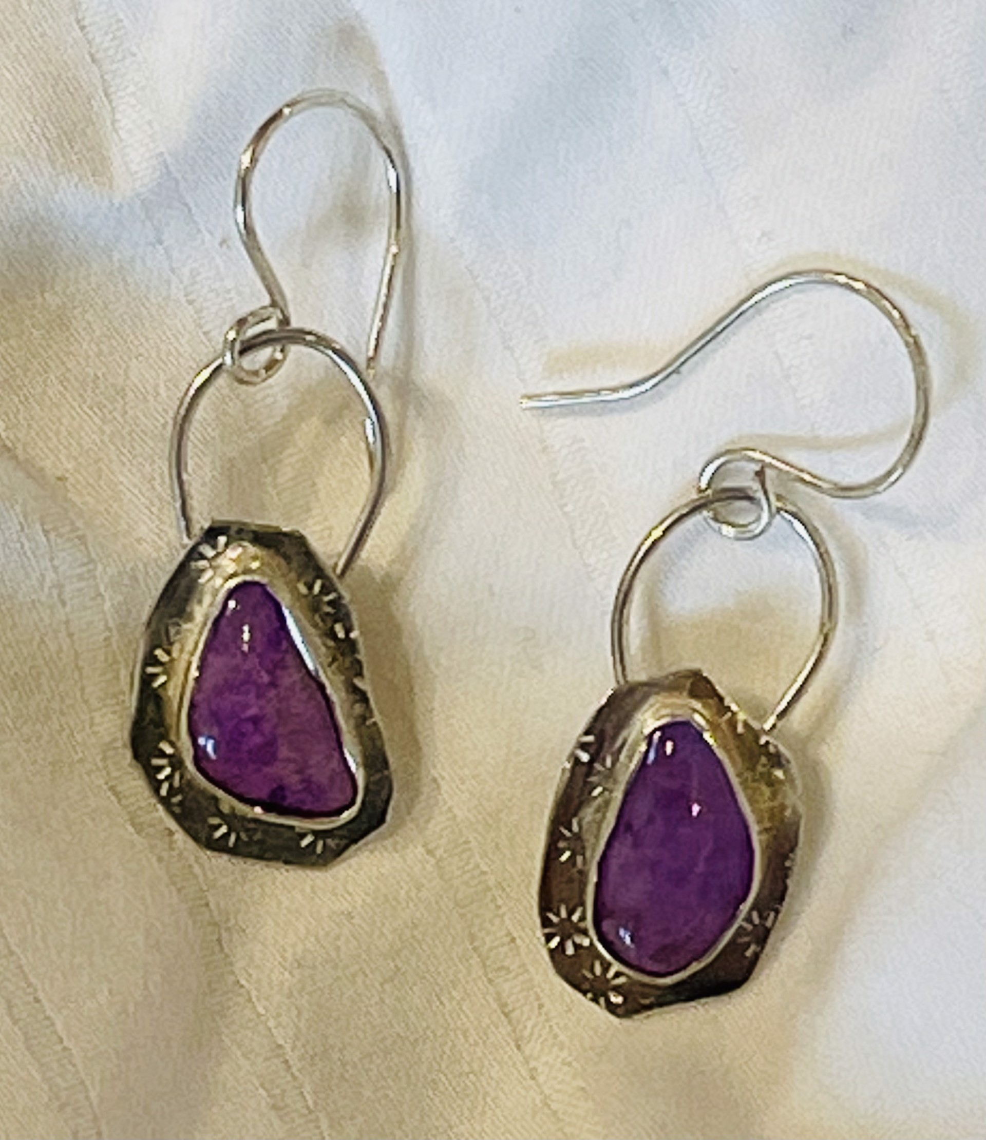 Earrings - Sterling Silver with Sugilite Cabochons DK2850 by Doris King