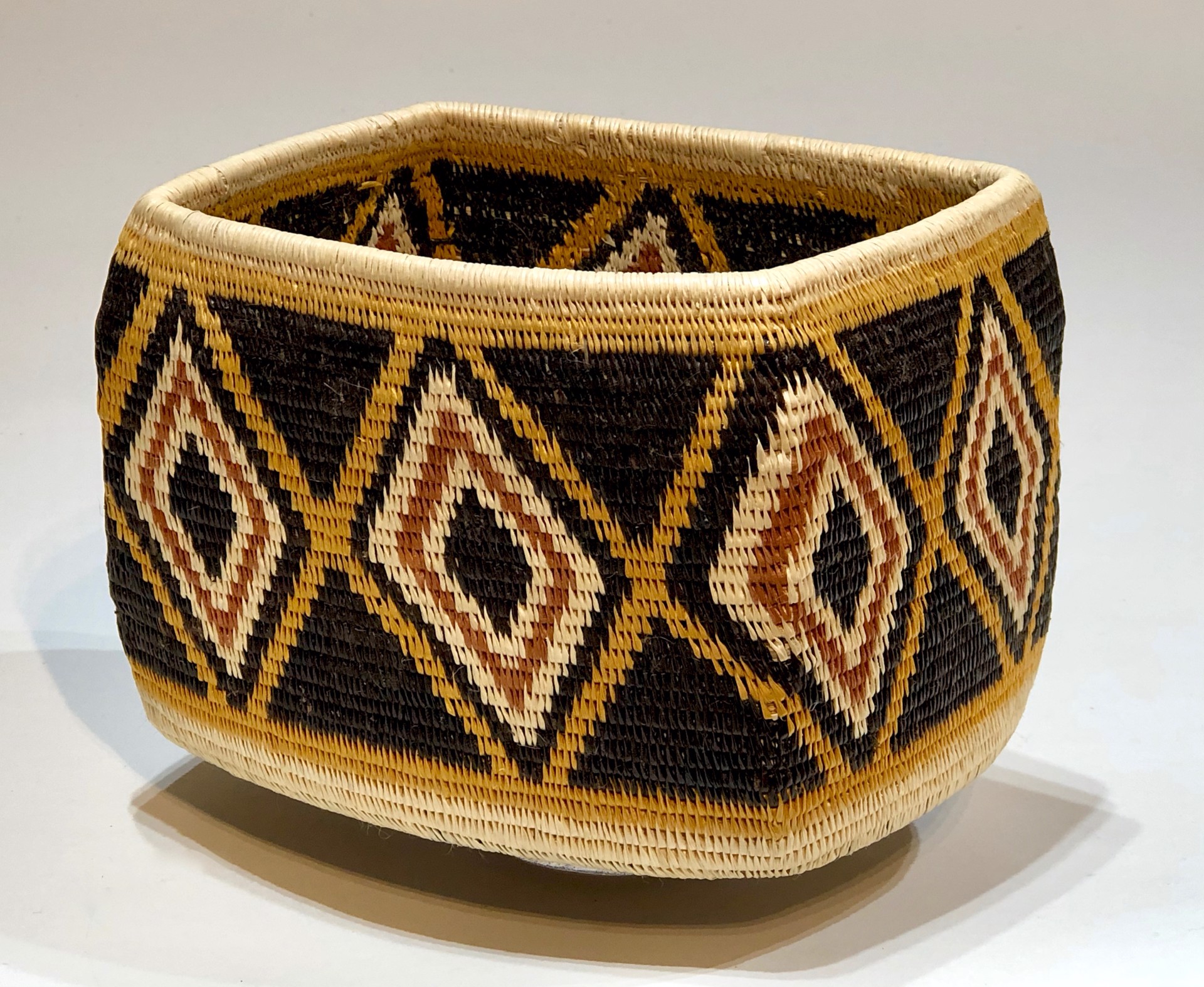 Gold, Black & Red Rectangle basket  by Wounaan & Embera Panama Rainforest Baskets Wounaan