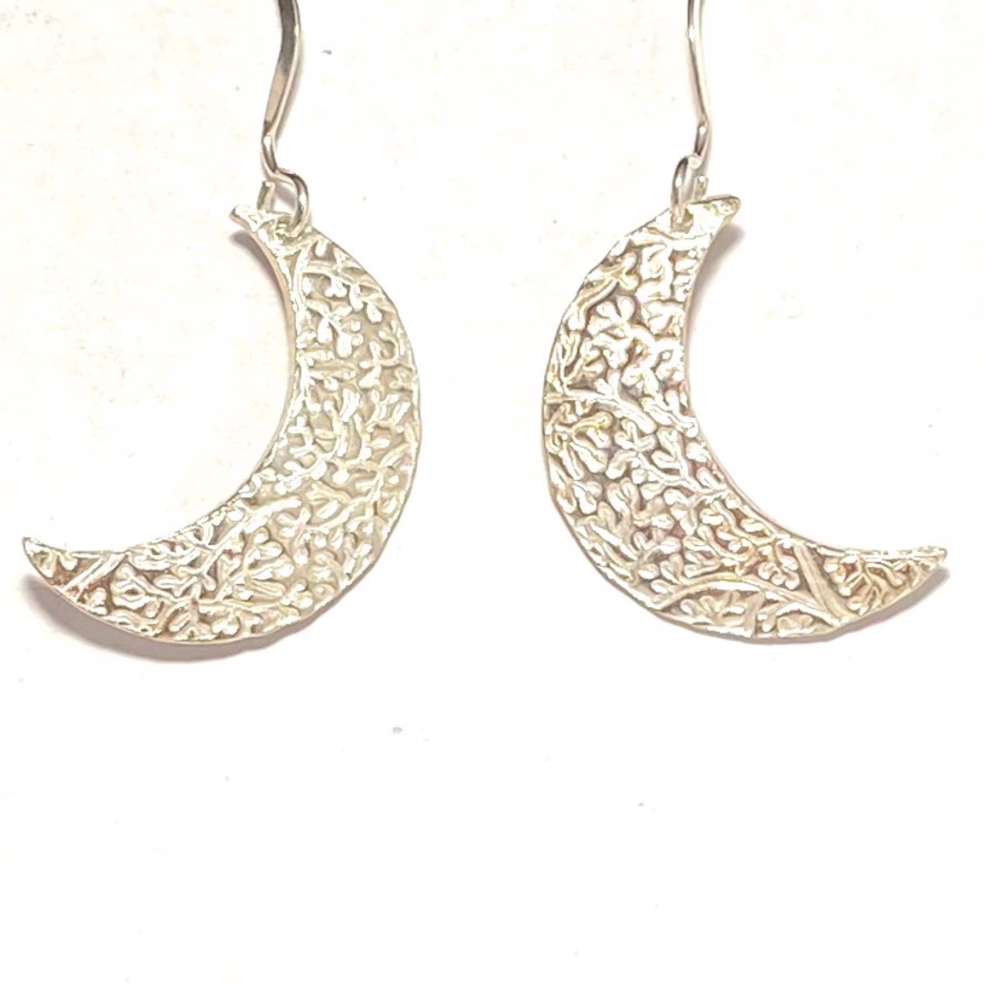 KH22-64 Fine Silver Moon Earrings by Karen Hakim