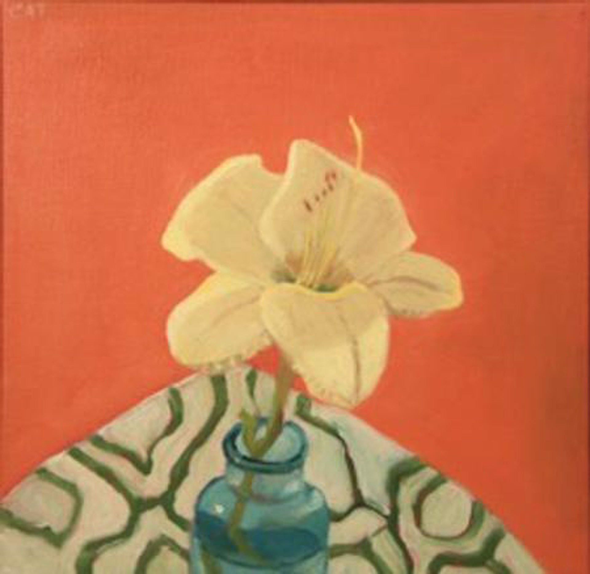 Yellow Lily in Orange Space by Carol Thompson