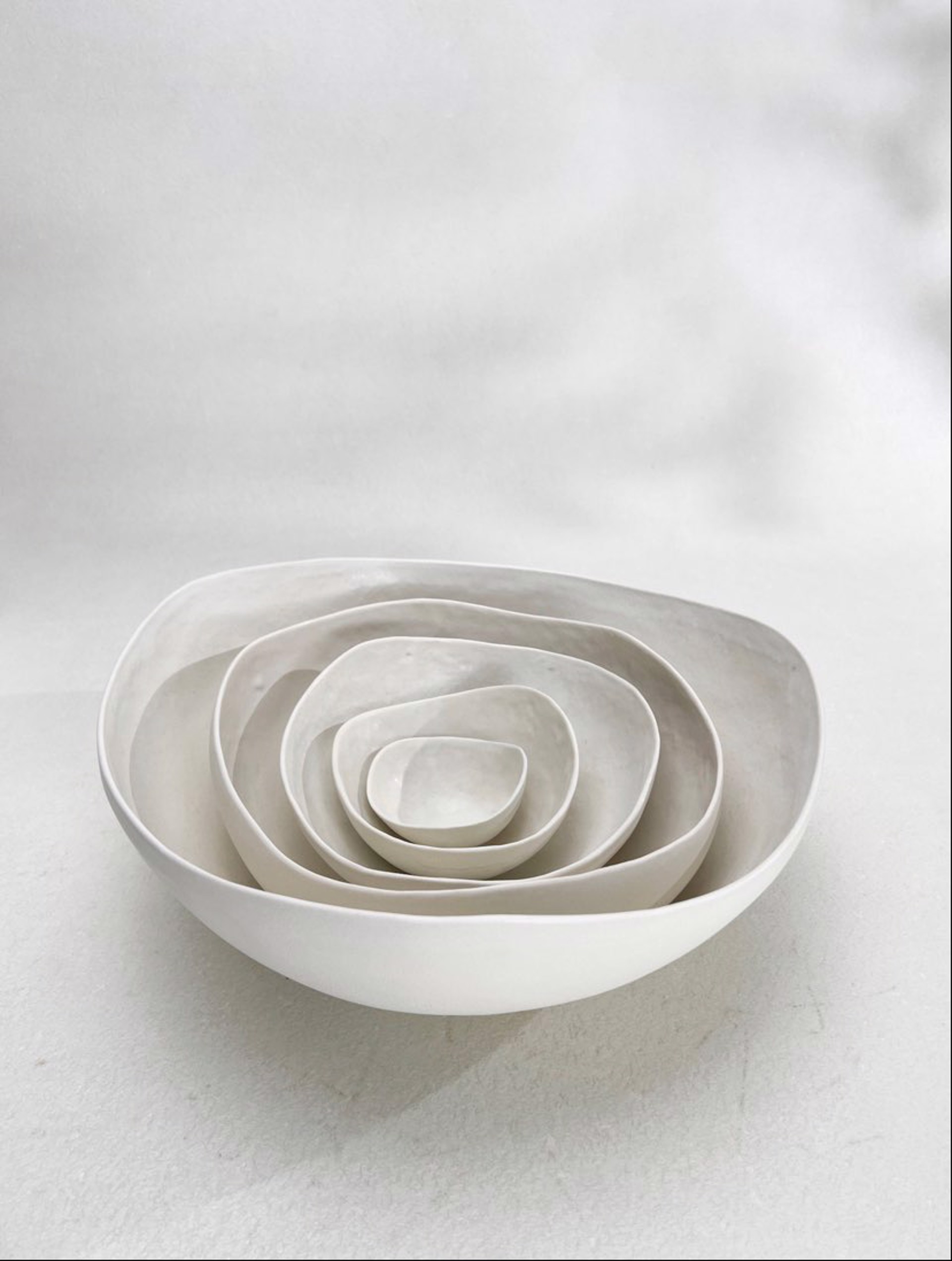 White Round Nesting Bowls by Kate Tremel