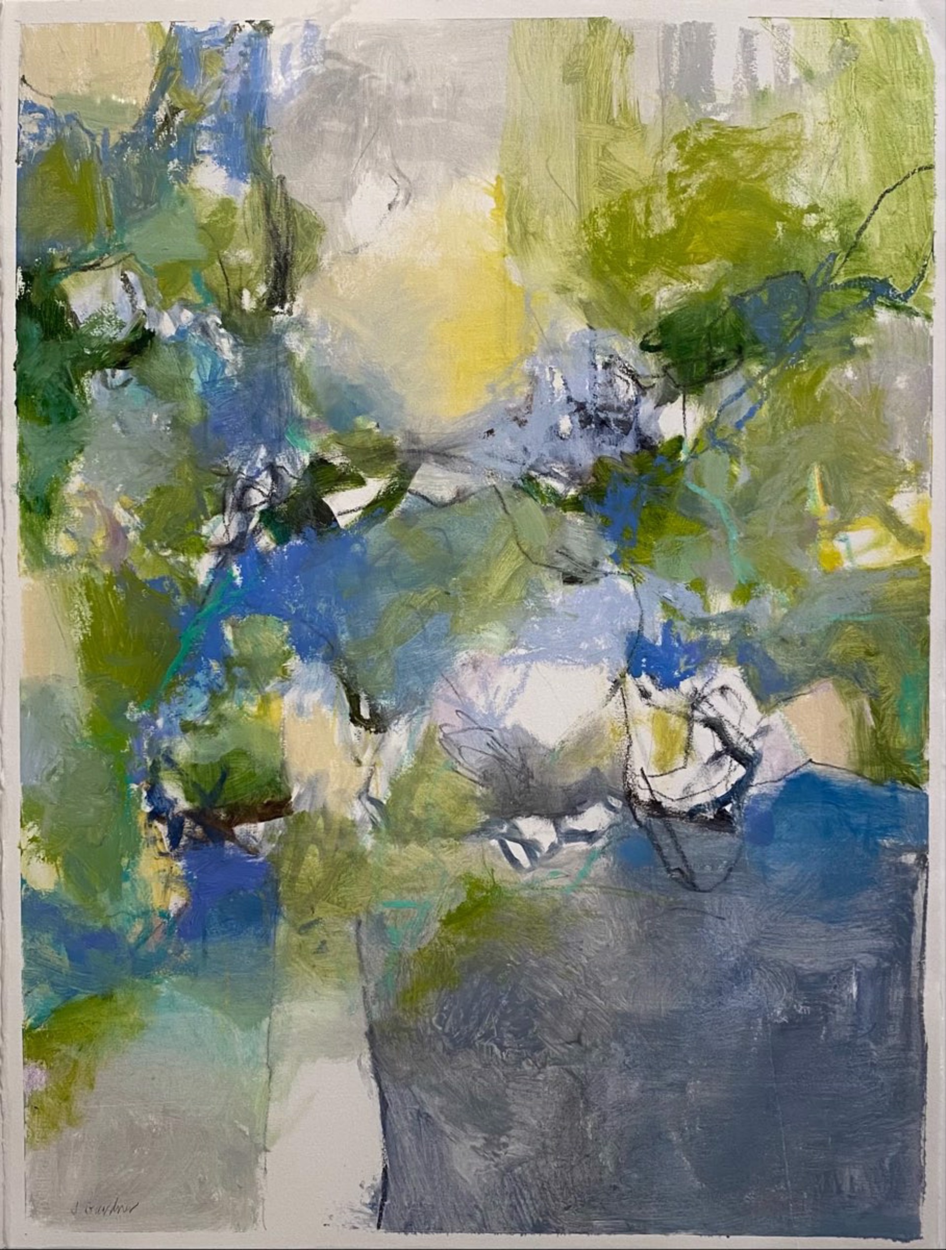 Abstract in Blues and Greens (Framed) by Joy Gardner