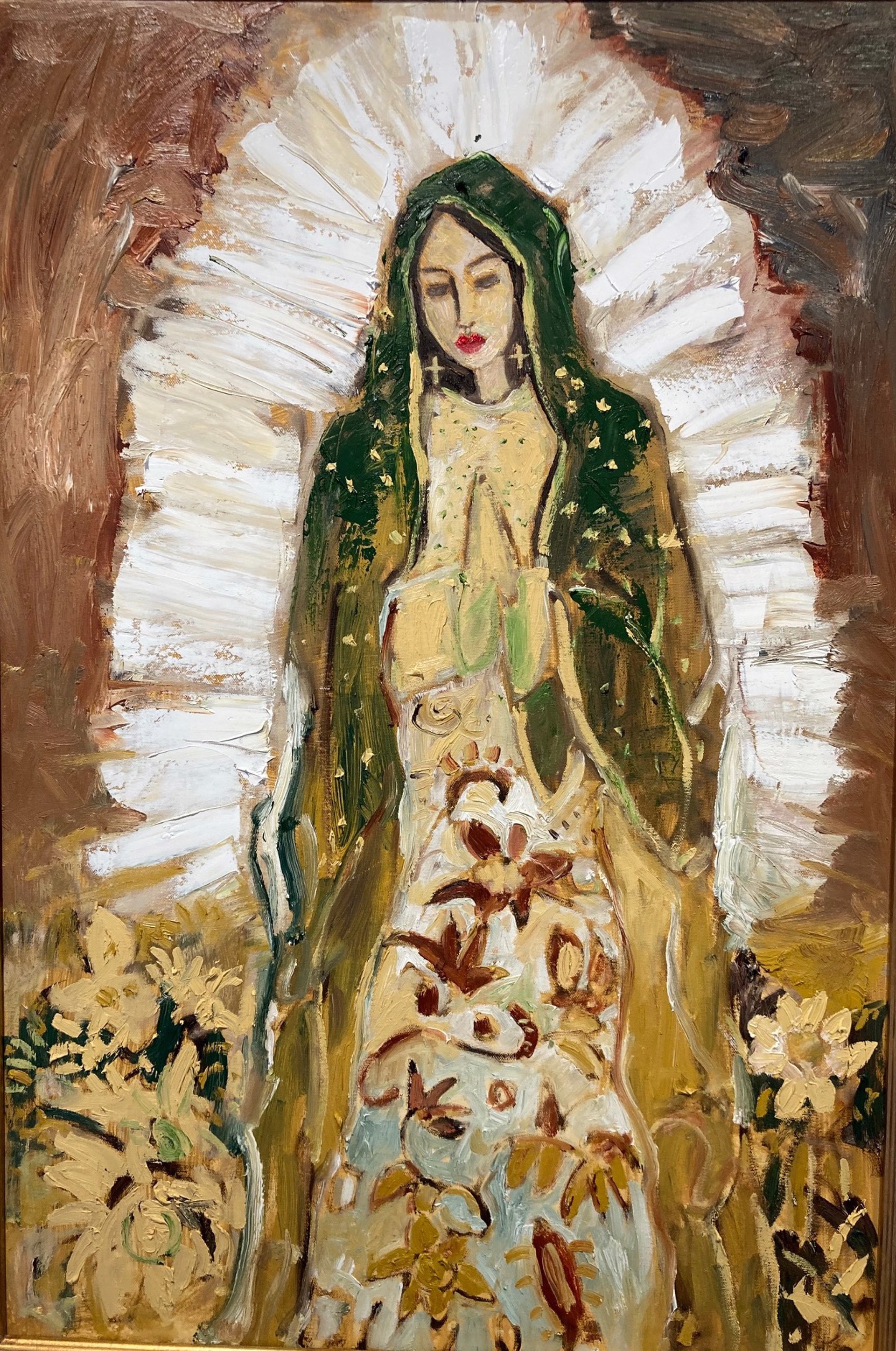 Virgin De Guadalupe with Flowers by Brad Smith