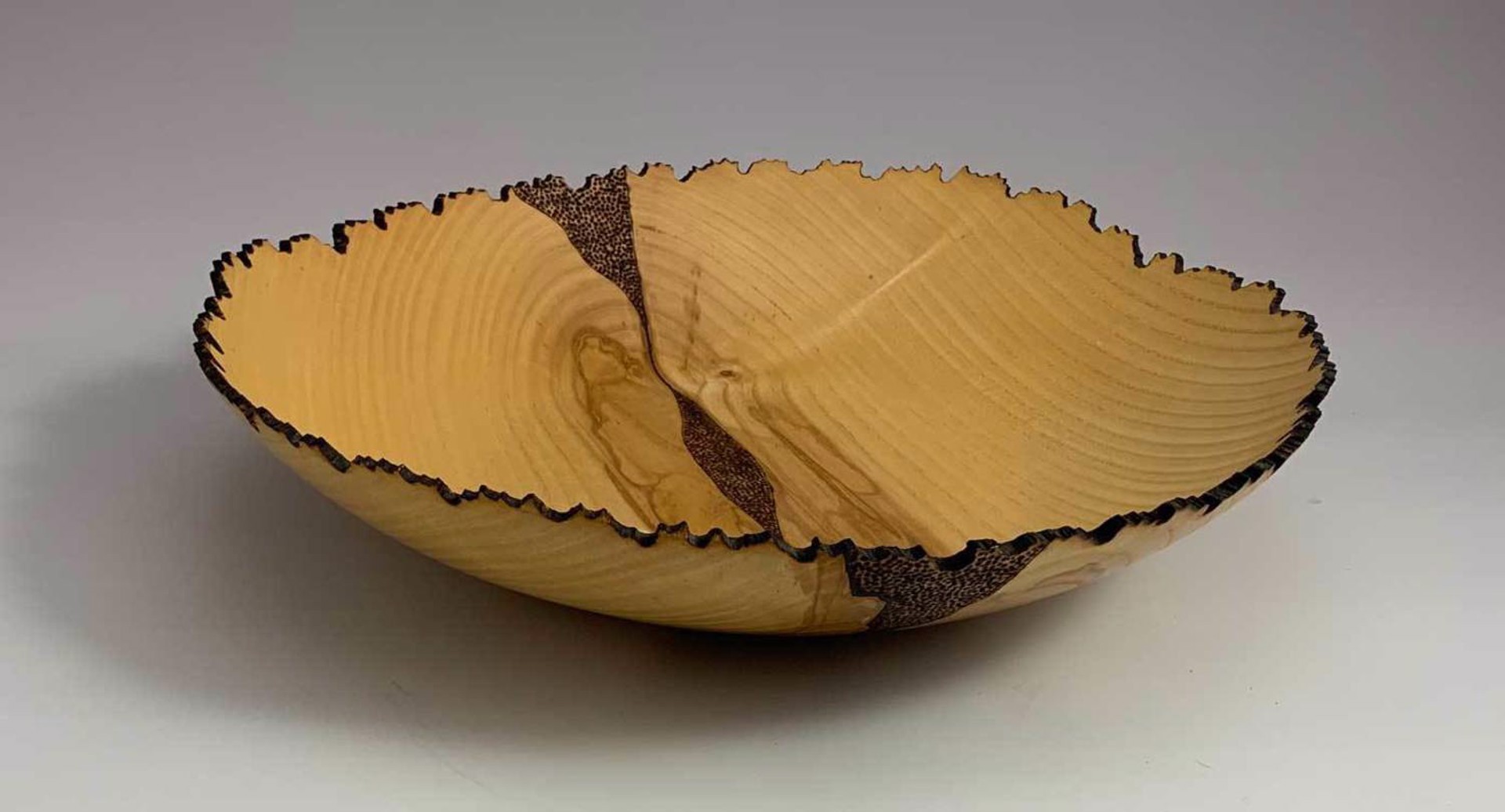 Ash Bowl with Carved and Burned Edges by Frank Didomizio