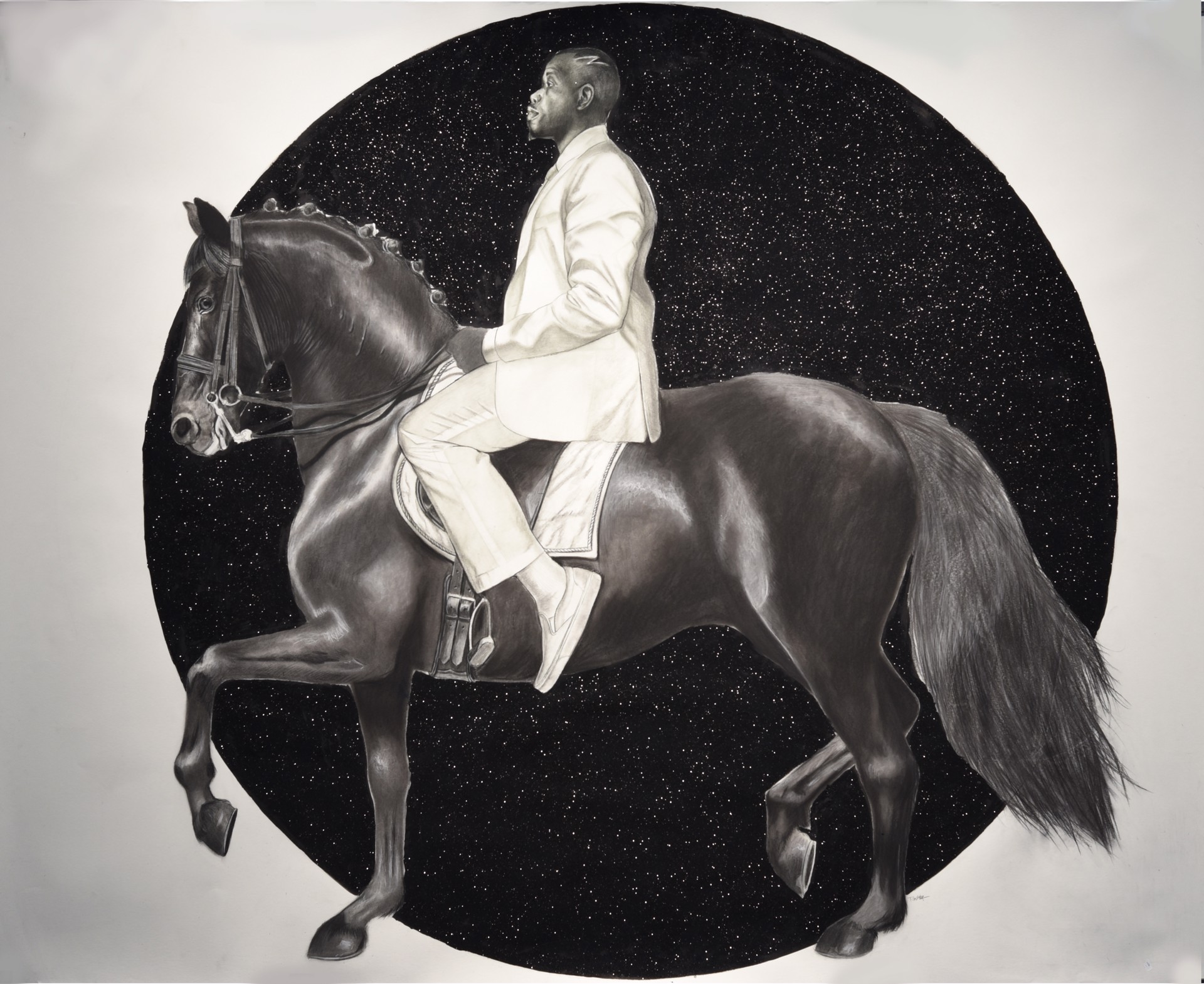 Embellished Study: Man on a Black Horse by Tylonn J. Sawyer