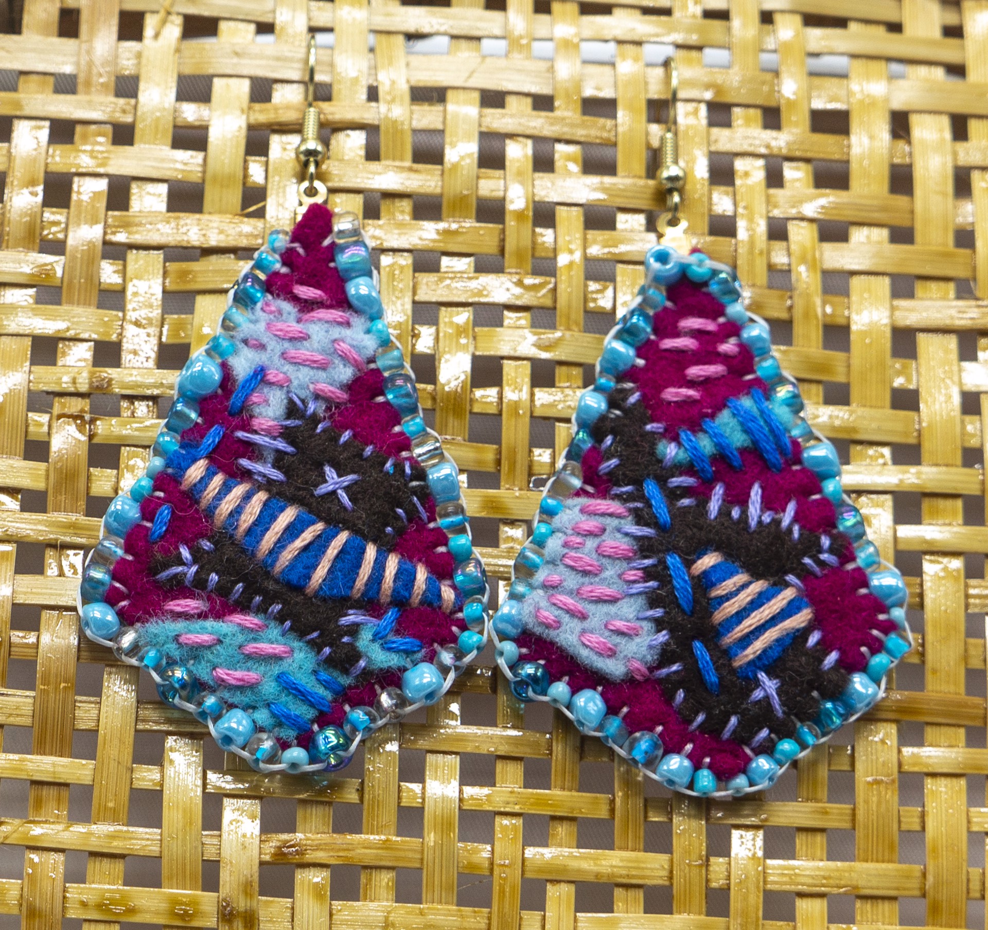 Blue and Purple Earrings by Hattie Lee Mendoza