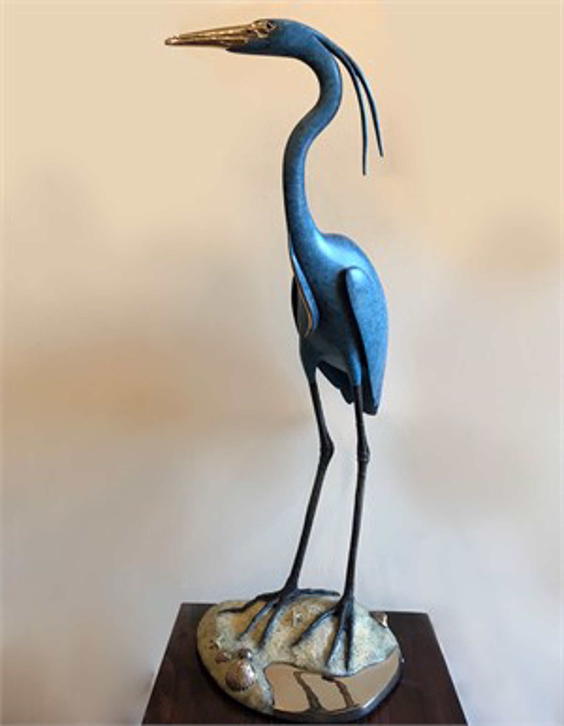 Blue Heron on Sand bar  by Brian Arthur (1935-2022)