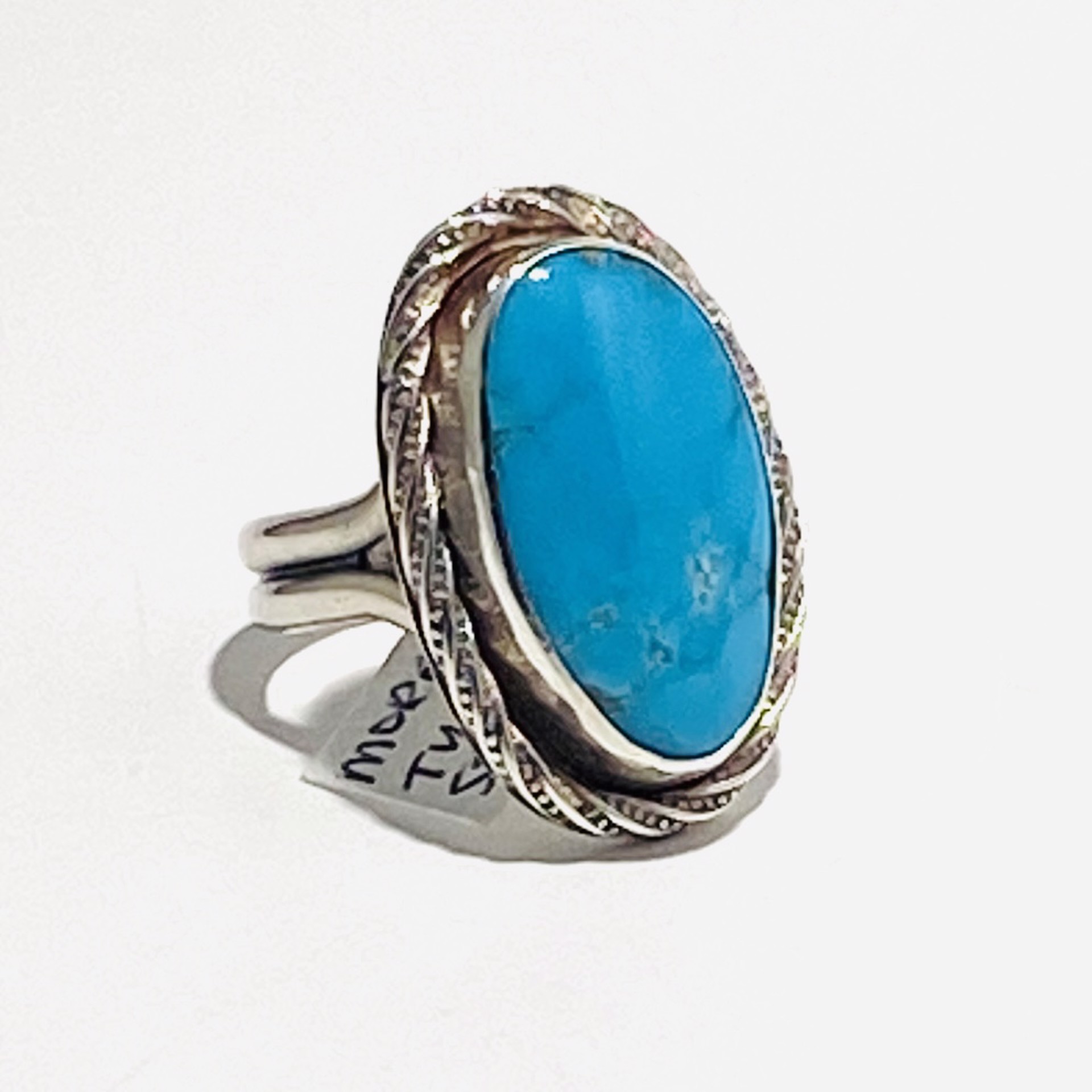 Large Oval Morenci Turquoise Ring sz8 AB22-35 by Anne Bivens