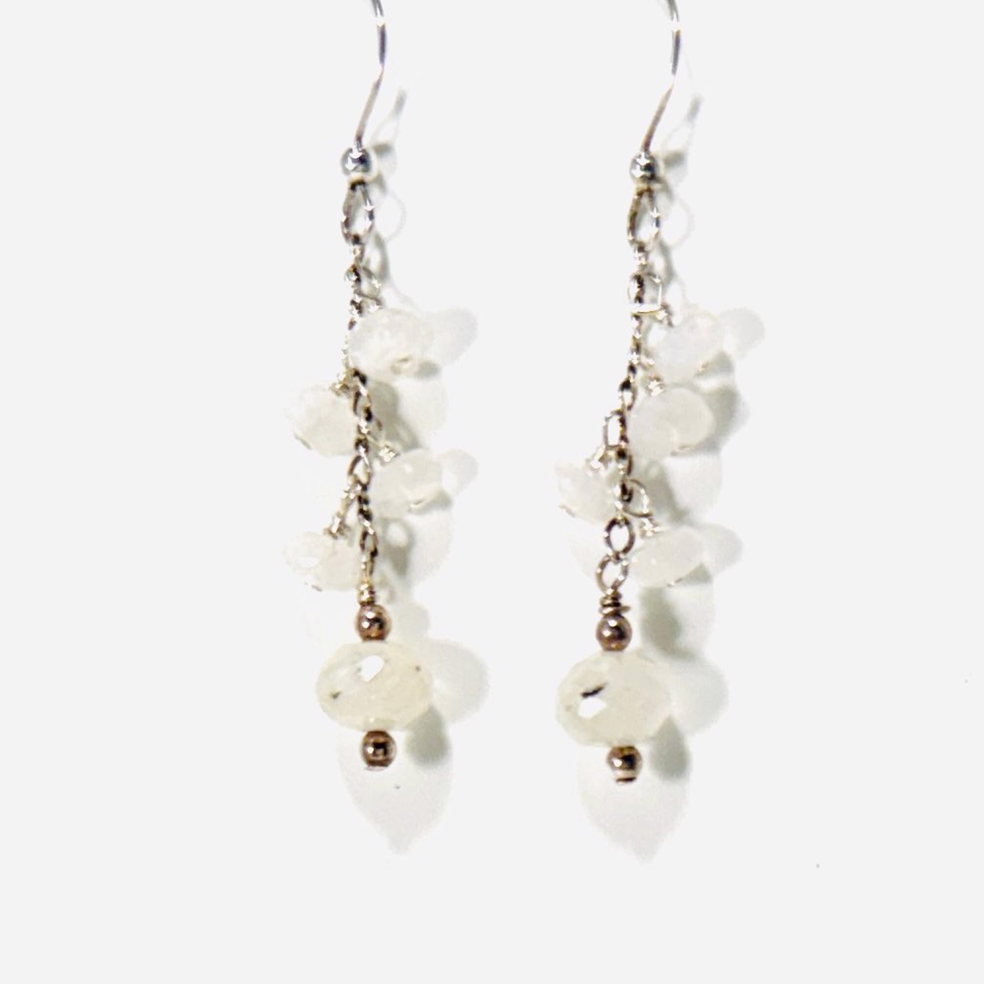 Moonstone Drop Silver Chain Earrings LR24-11 by Legare Riano