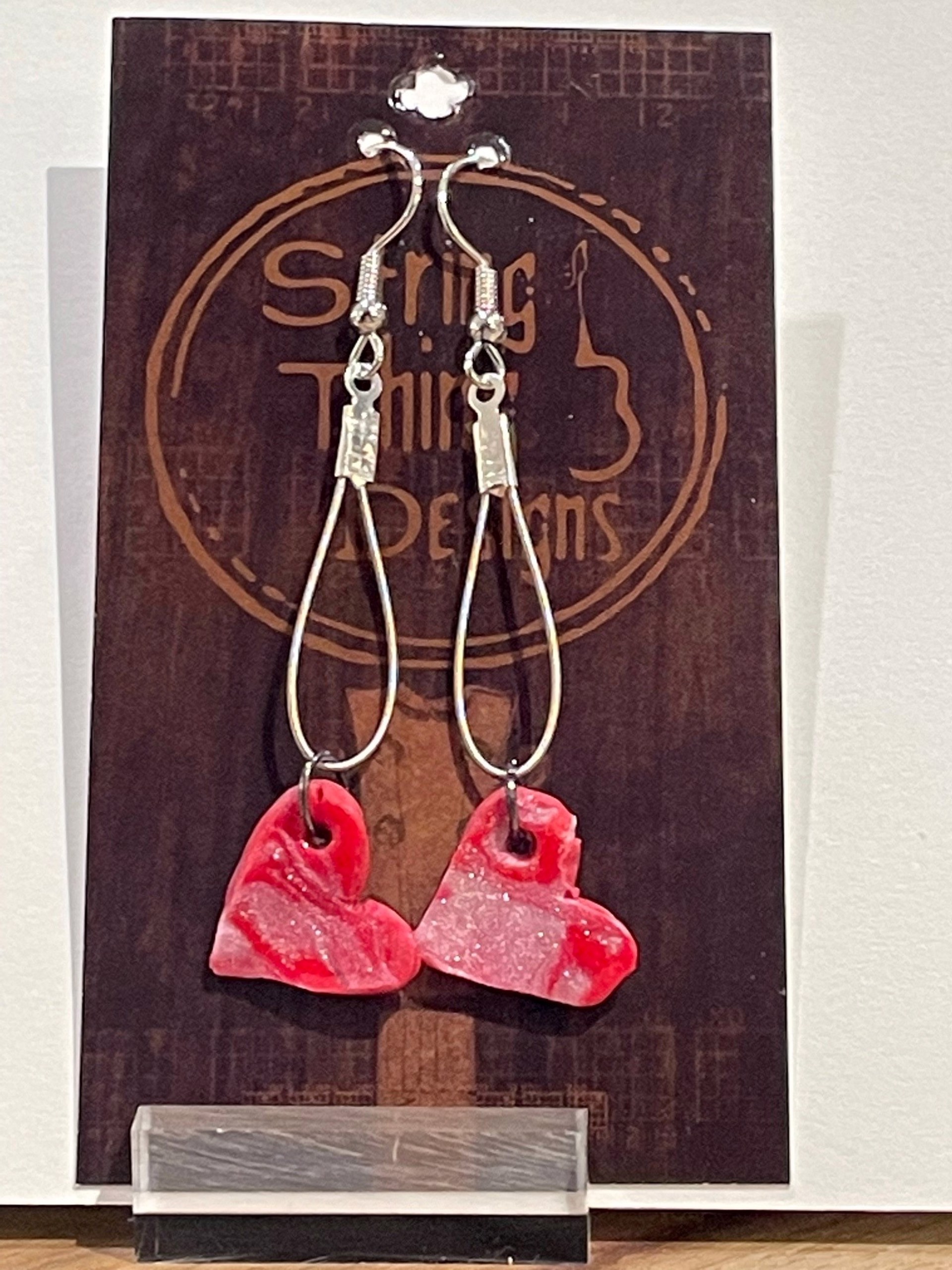 Small Heart Guitar String Earrings by String Thing Designs