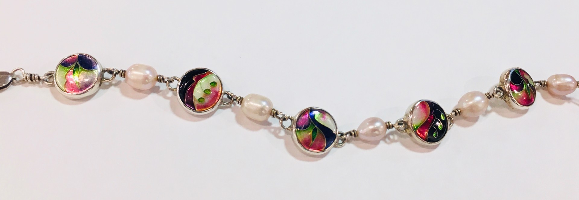 Cloisonne Bracelet with Pearls by RICKY FRANK